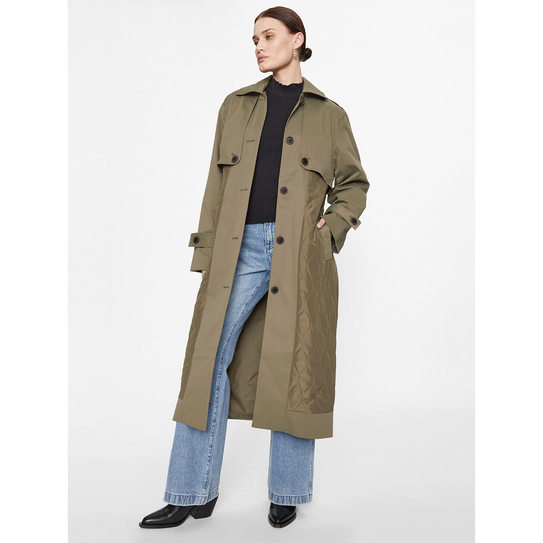 ONLY Тренч 15293269 Зелен Regular Fit - Pepit.bg