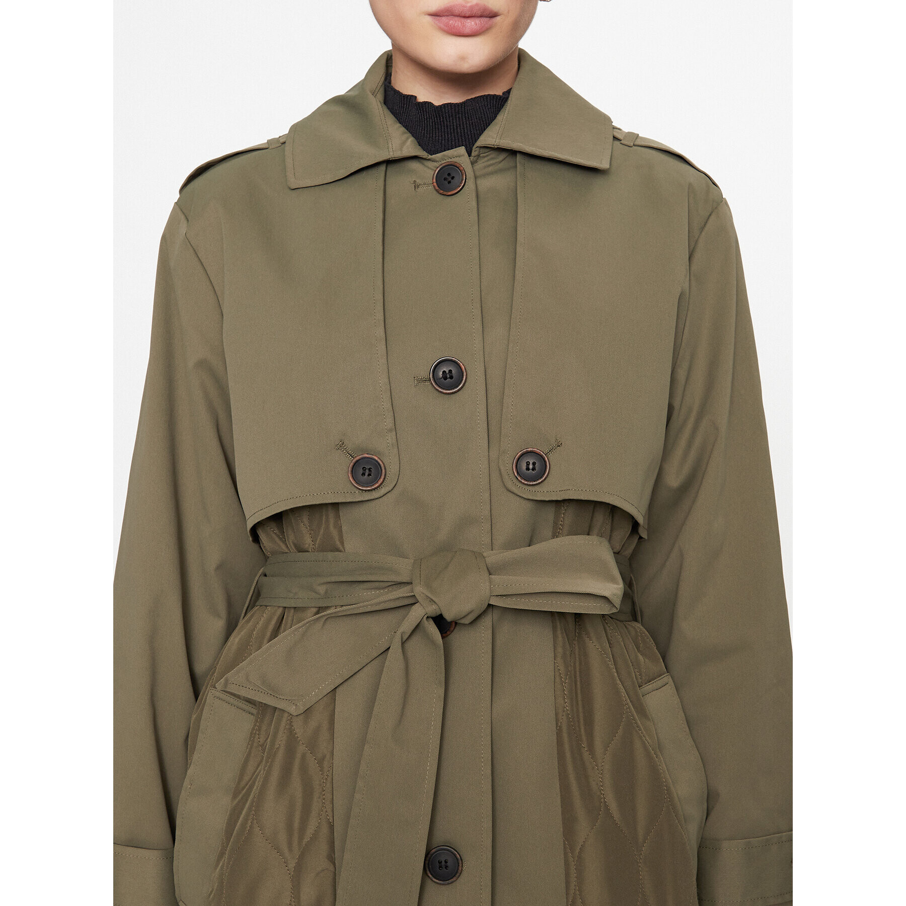 ONLY Тренч 15293269 Зелен Regular Fit - Pepit.bg
