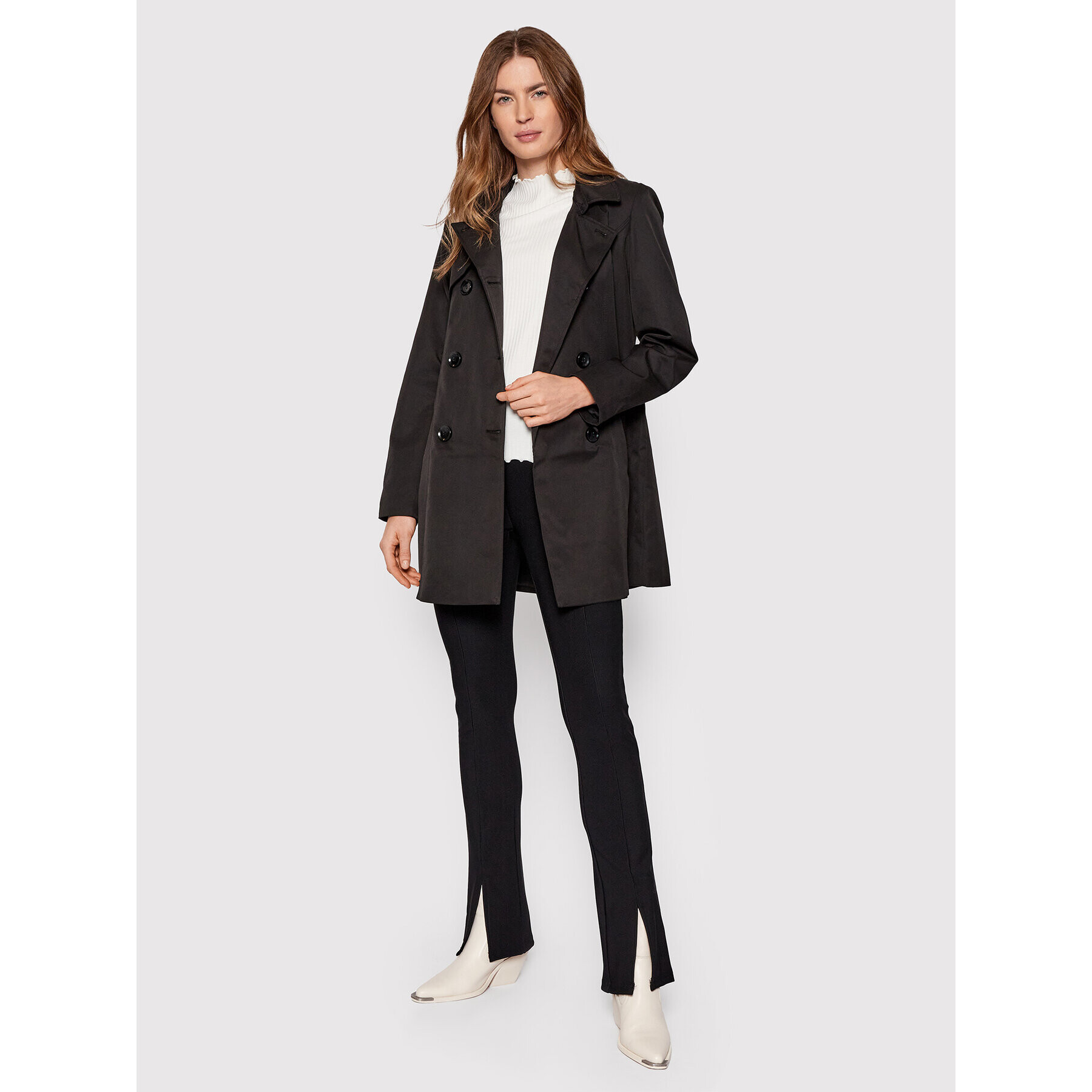 ONLY Тренч Valerie 15191821 Черен Regular Fit - Pepit.bg