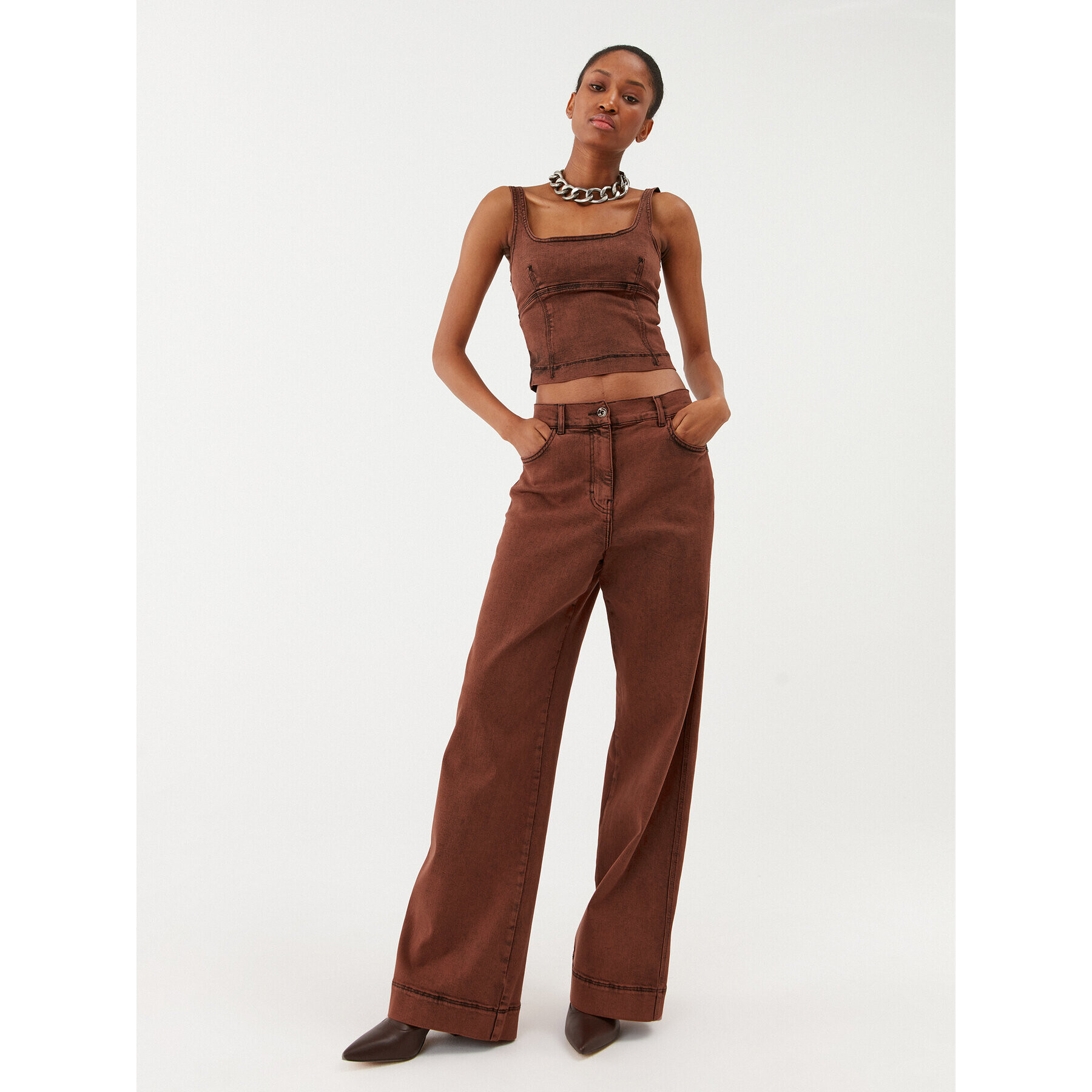Patrizia Pepe Дънки 8P0518/D047-R805 Бордо Relaxed Fit - Pepit.bg