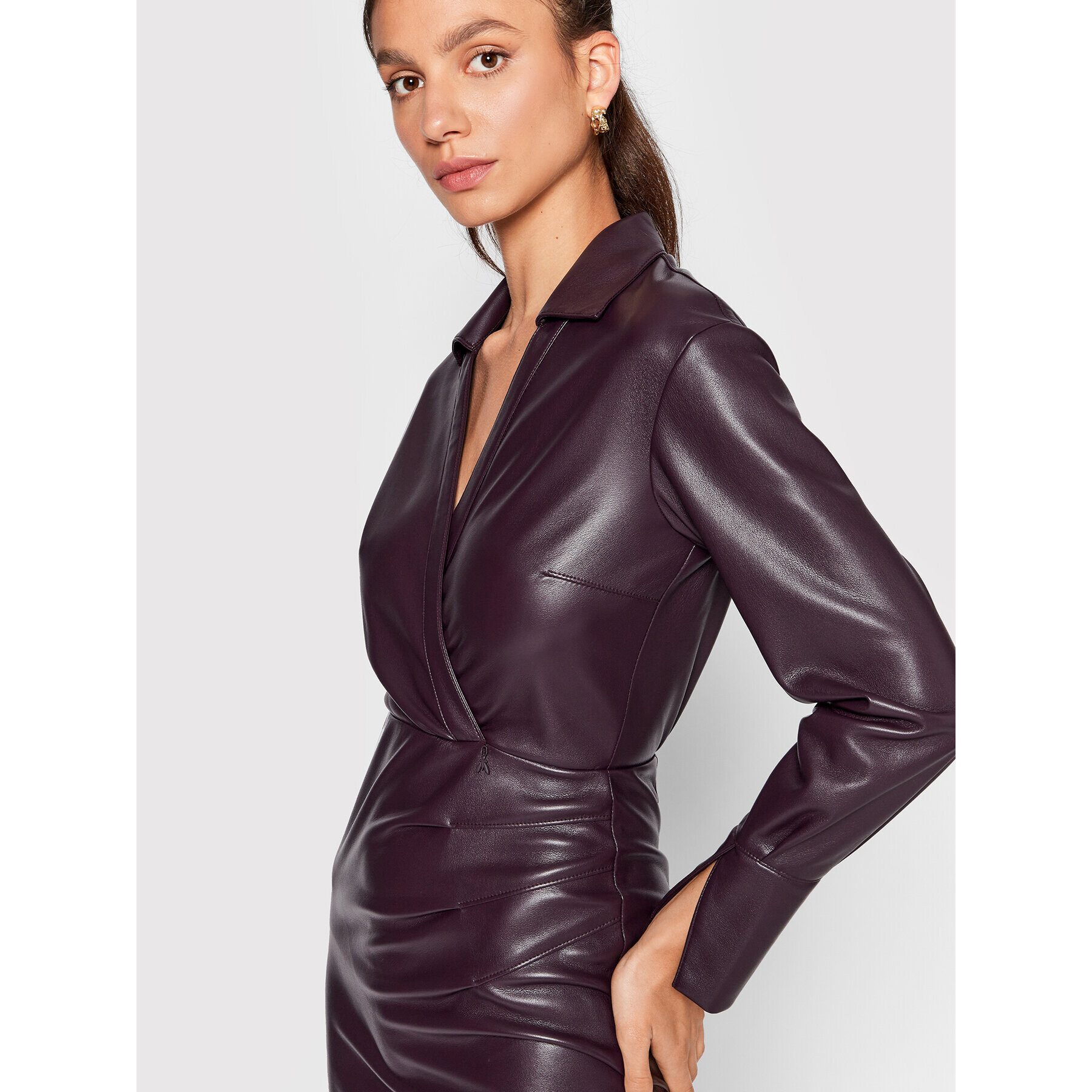 Patrizia Pepe Кожена рокля 8A0986/E005-M424 Виолетов Regular Fit - Pepit.bg
