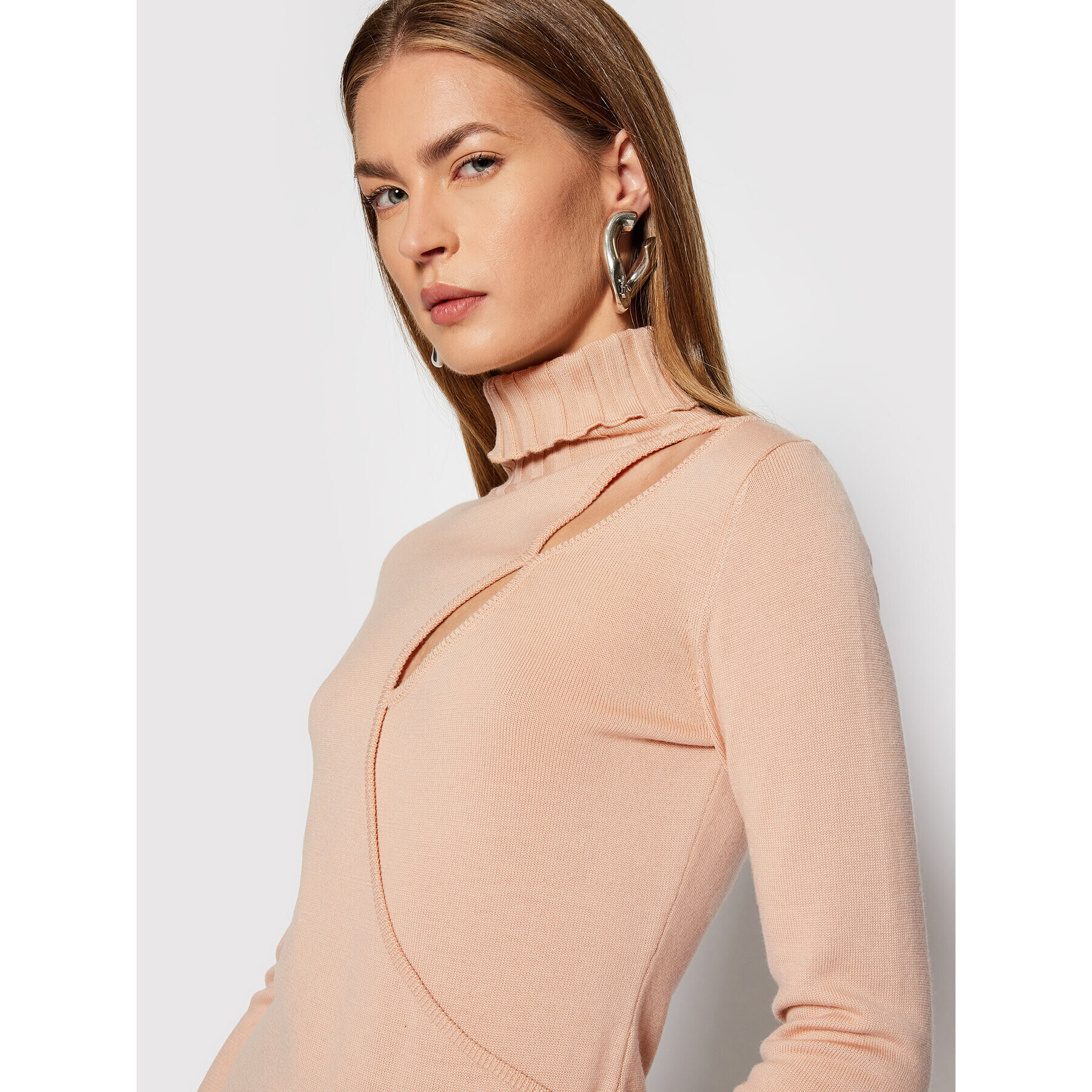 Patrizia Pepe Плетена рокля 2A2241/AM36-B728 Бежов Slim Fit - Pepit.bg