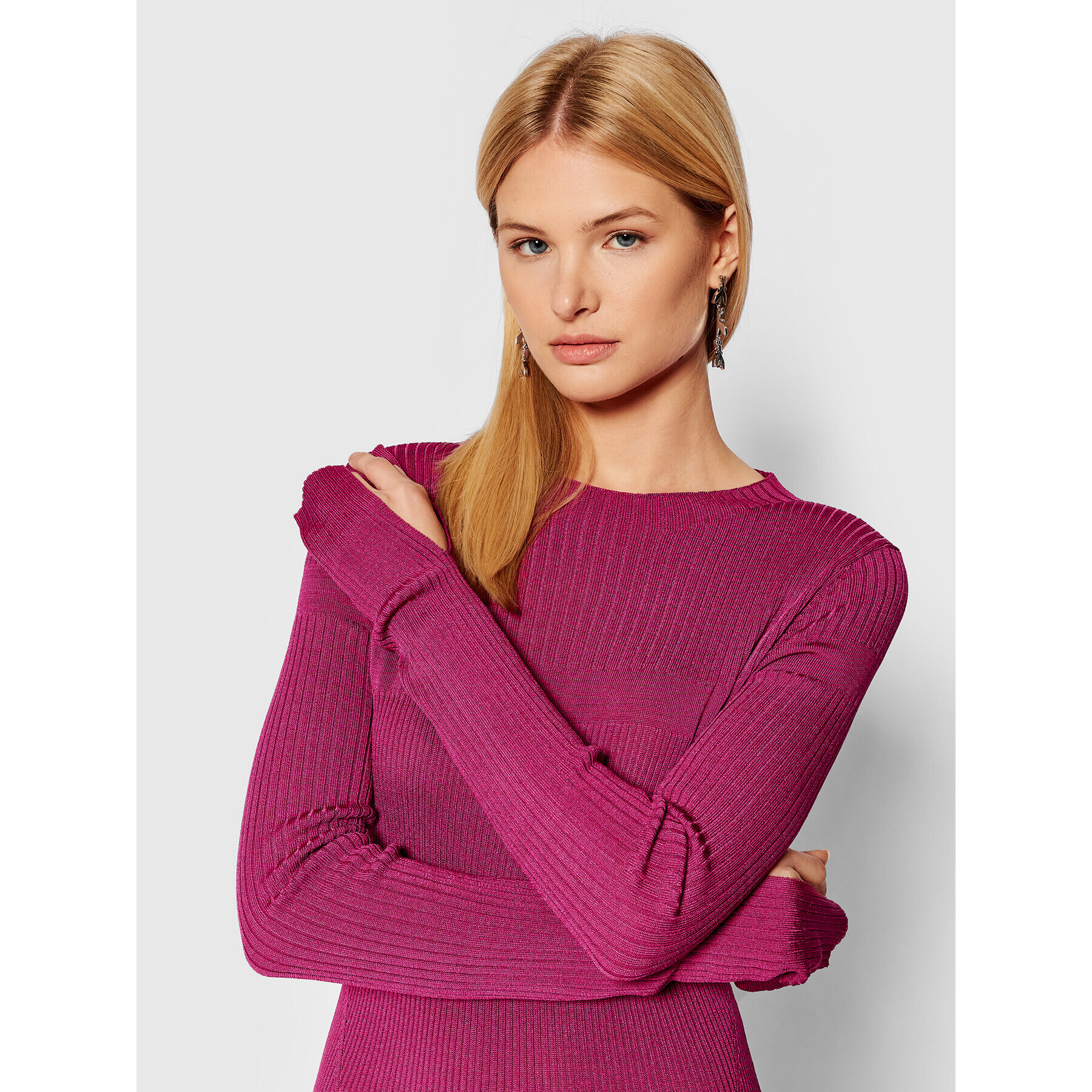 Patrizia Pepe Плетена рокля 8A0875/A9J5-M404 Розов Slim Fit - Pepit.bg