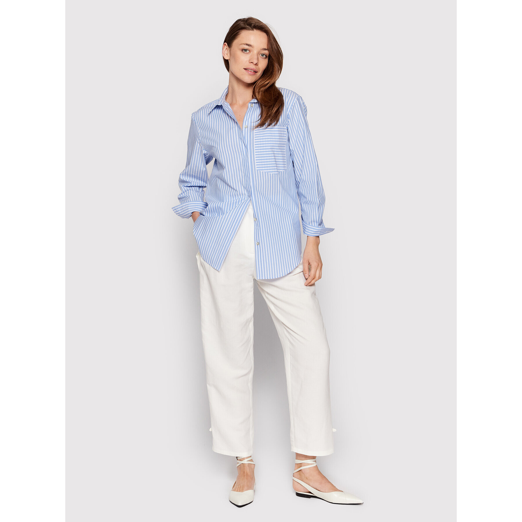 Patrizia Pepe Текстилни панталони 2P1393/A052-W336 Бял Relaxed Fit - Pepit.bg