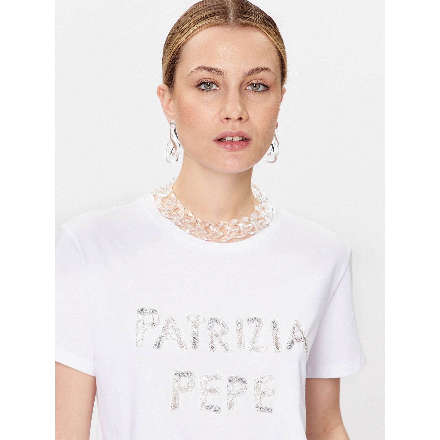 Patrizia Pepe Тишърт 2M4281/J043-W103 Бял Relaxed Fit - Pepit.bg