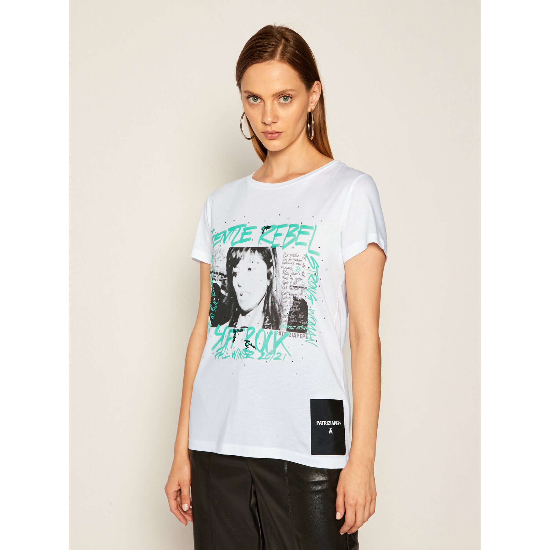 Patrizia Pepe Тишърт 8M1070/A7K4-W103 Бял Regular Fit - Pepit.bg