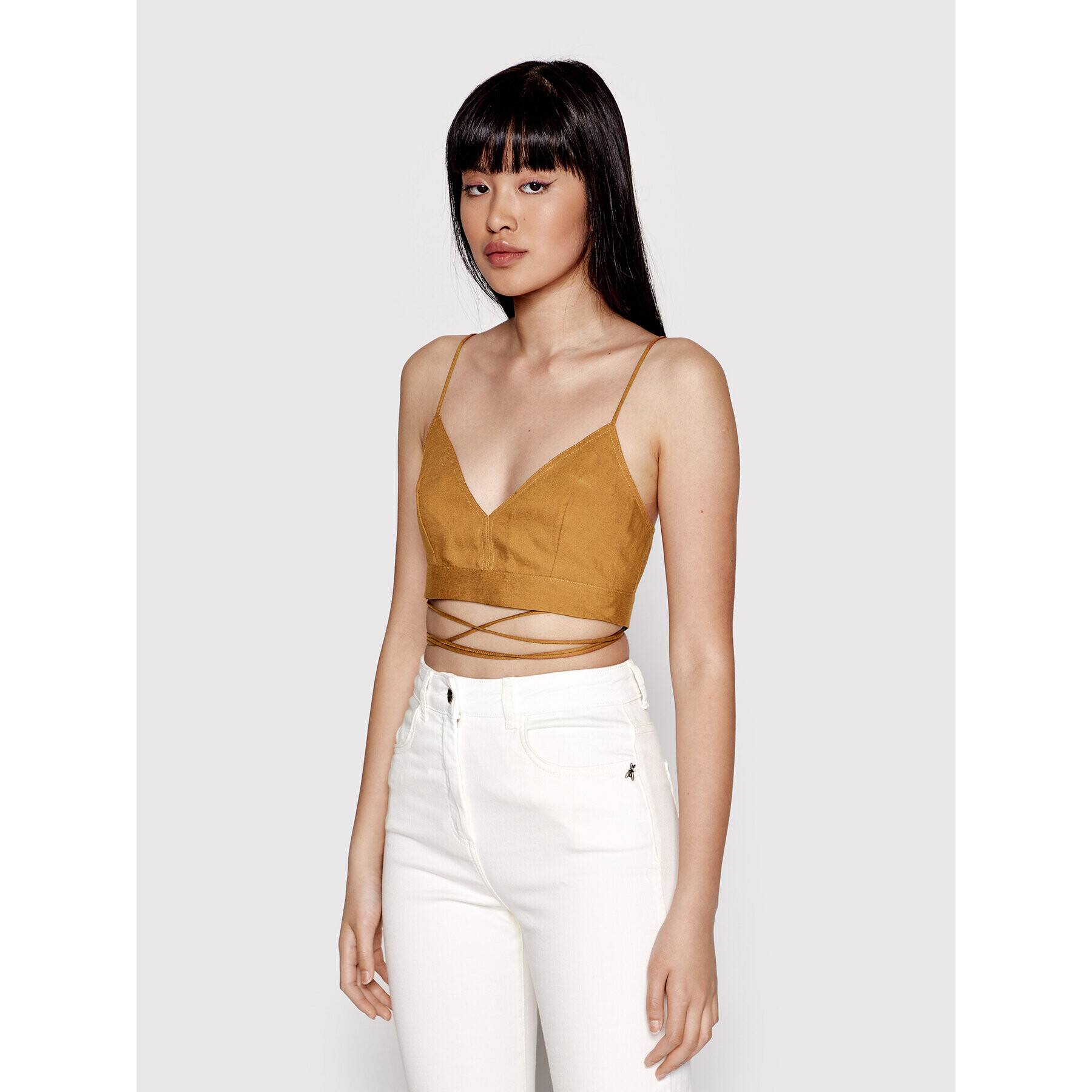 Patrizia Pepe топ 2C1342/A052-B737 Кафяв Slim Fit - Pepit.bg