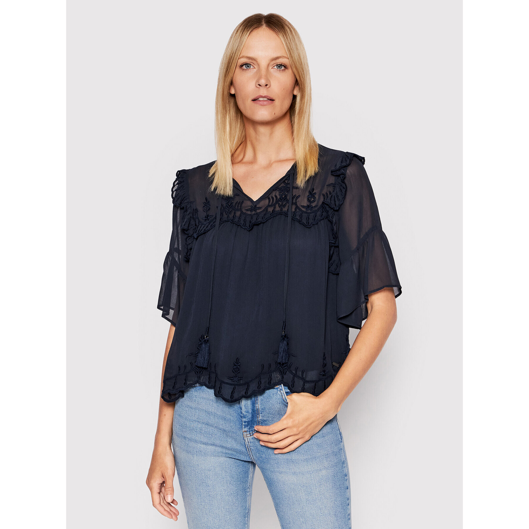 Pepe Jeans Блуза Gisela PL304291 Тъмносин Relaxed Fit - Pepit.bg