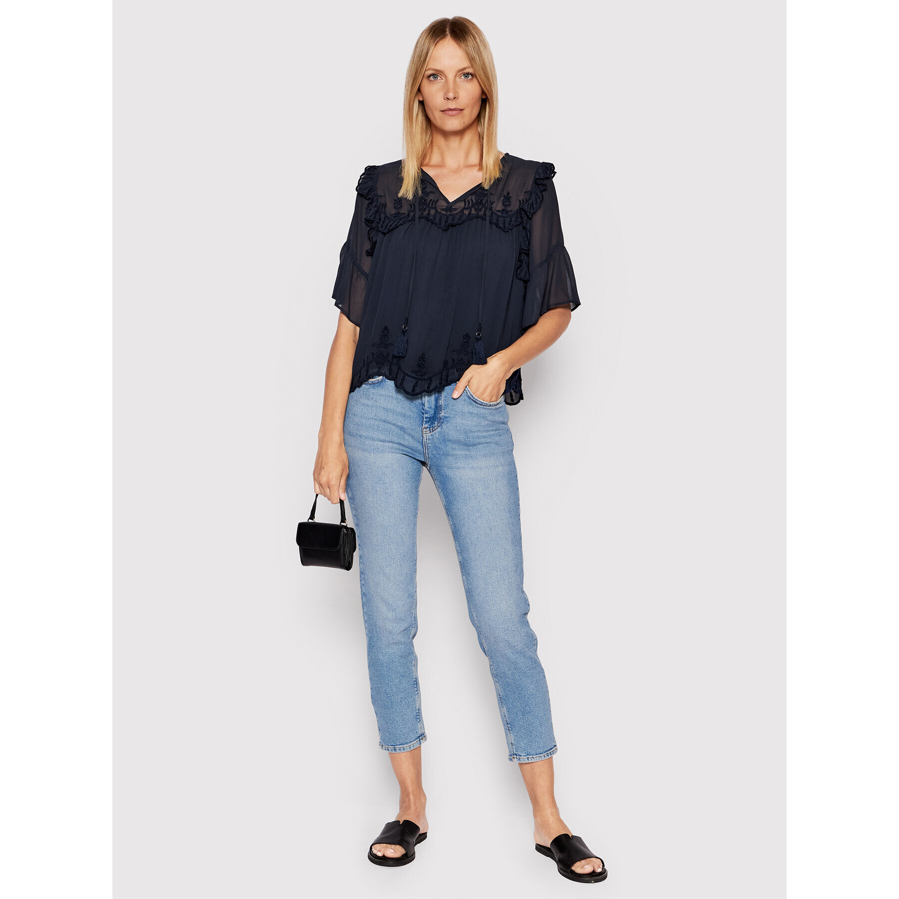 Pepe Jeans Блуза Gisela PL304291 Тъмносин Relaxed Fit - Pepit.bg