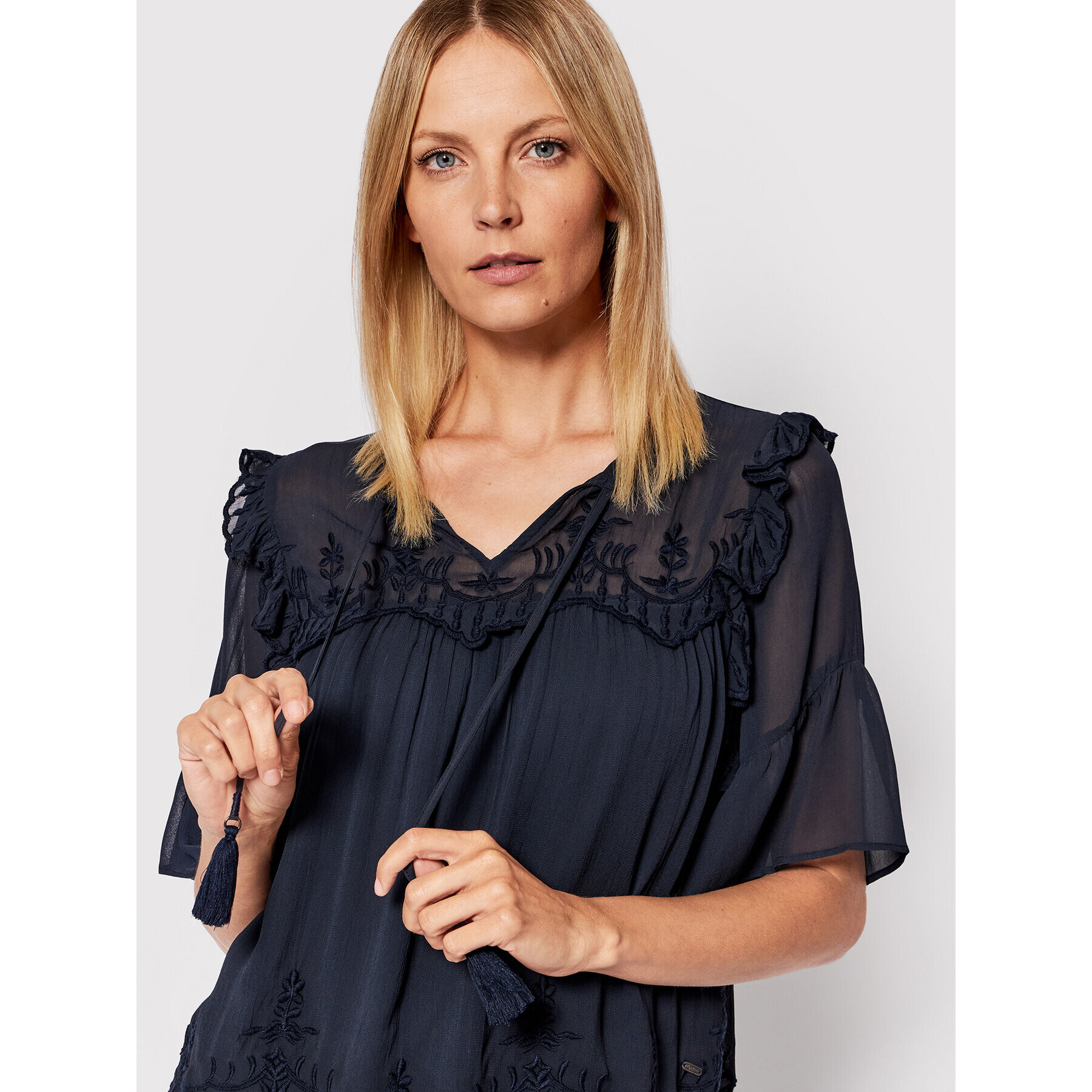 Pepe Jeans Блуза Gisela PL304291 Тъмносин Relaxed Fit - Pepit.bg