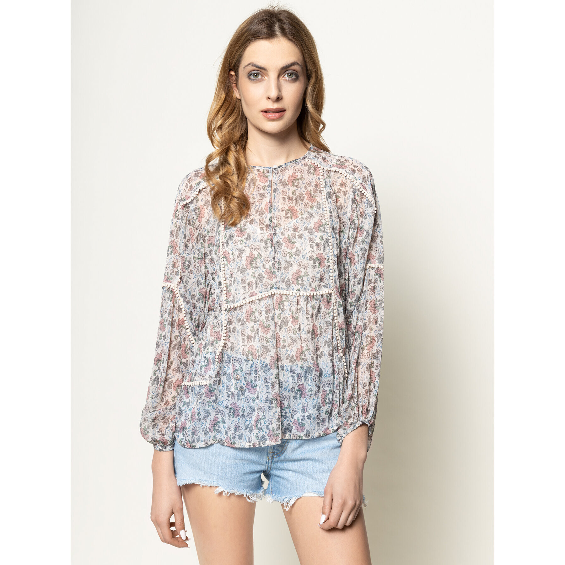 Pepe Jeans Блуза Loren PL303584 Бежов Loose Fit - Pepit.bg