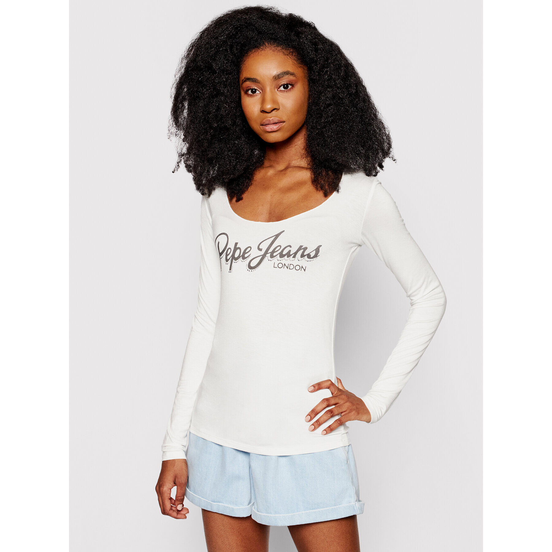 Pepe Jeans Блуза Sue PL504710 Бял Regular Fit - Pepit.bg
