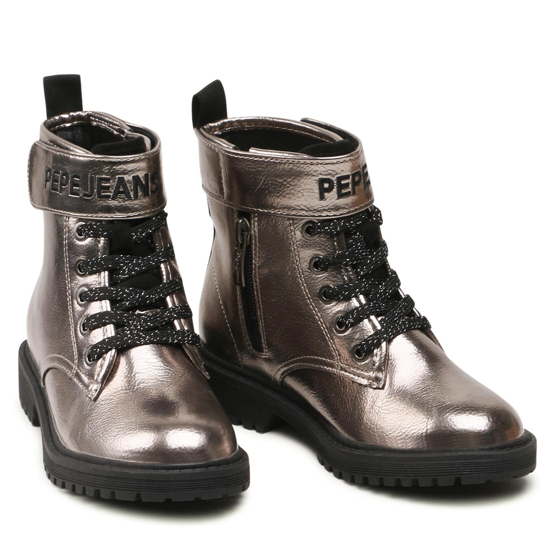 Pepe Jeans Ботуши Hatton Strap Metal PGS50168 Сребрист - Pepit.bg
