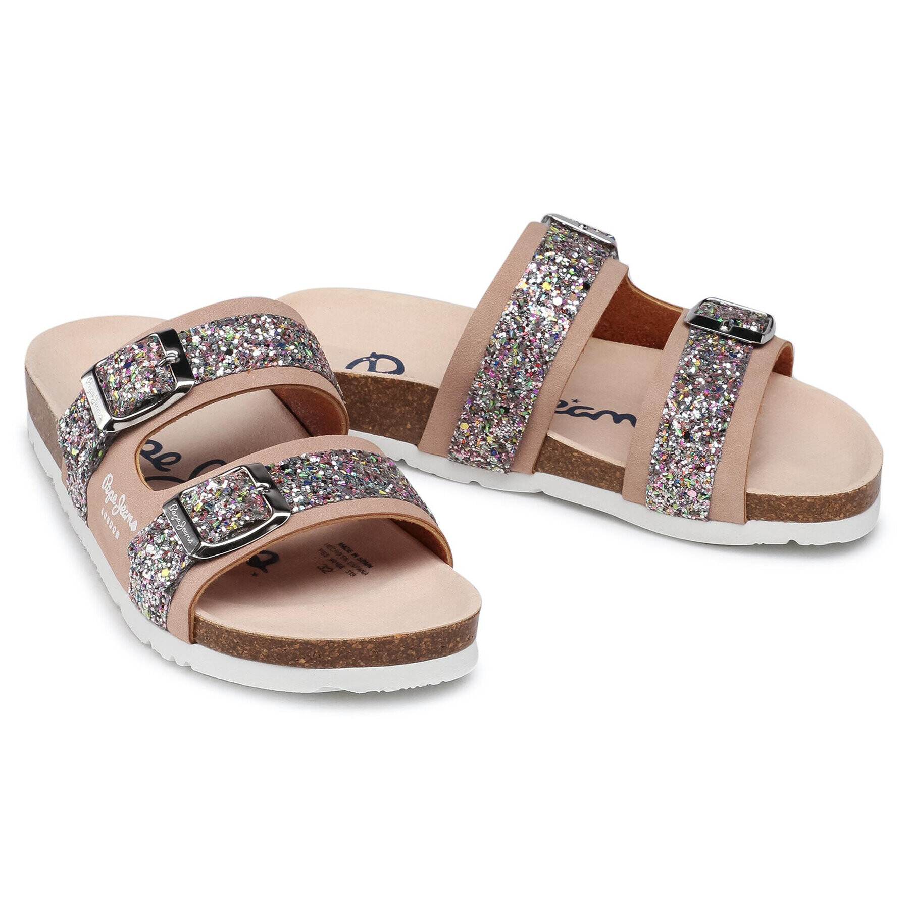 Pepe Jeans Чехли Bio Pala Glitter PGS90168 Бежов - Pepit.bg