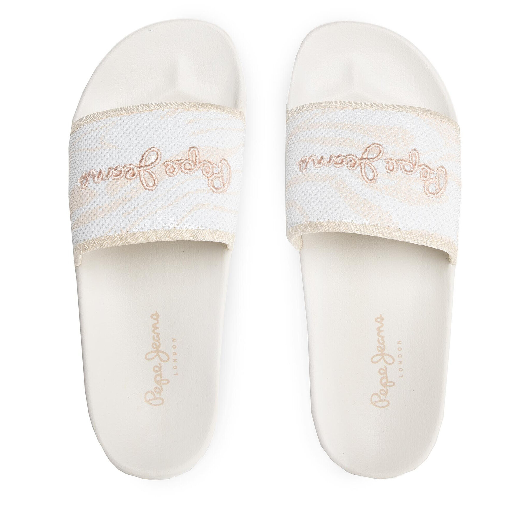 Pepe Jeans Чехли Slider Zebra PLS70106 Бял - Pepit.bg