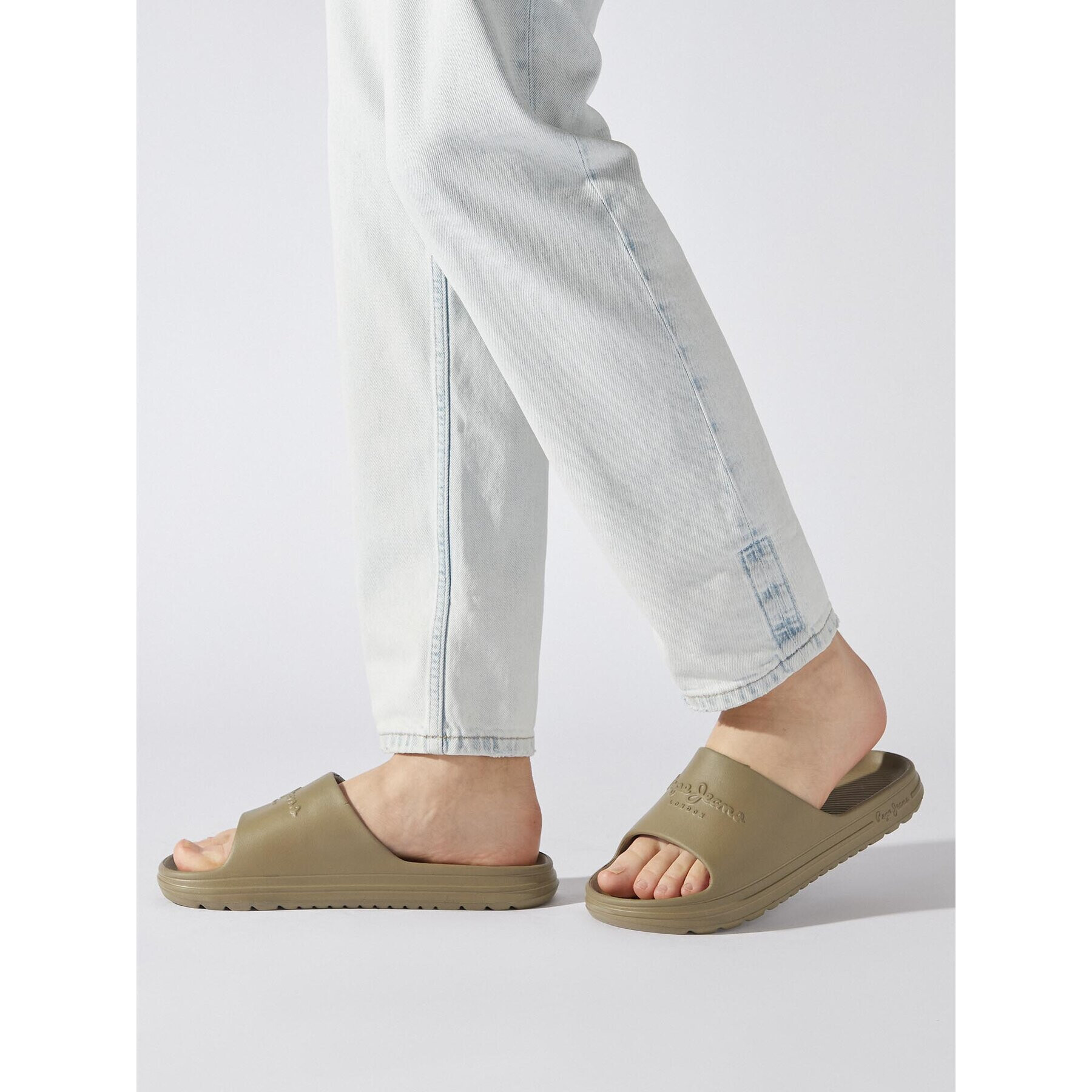 Pepe Jeans Чехли Beach Slide PMS70121 Каки - Pepit.bg