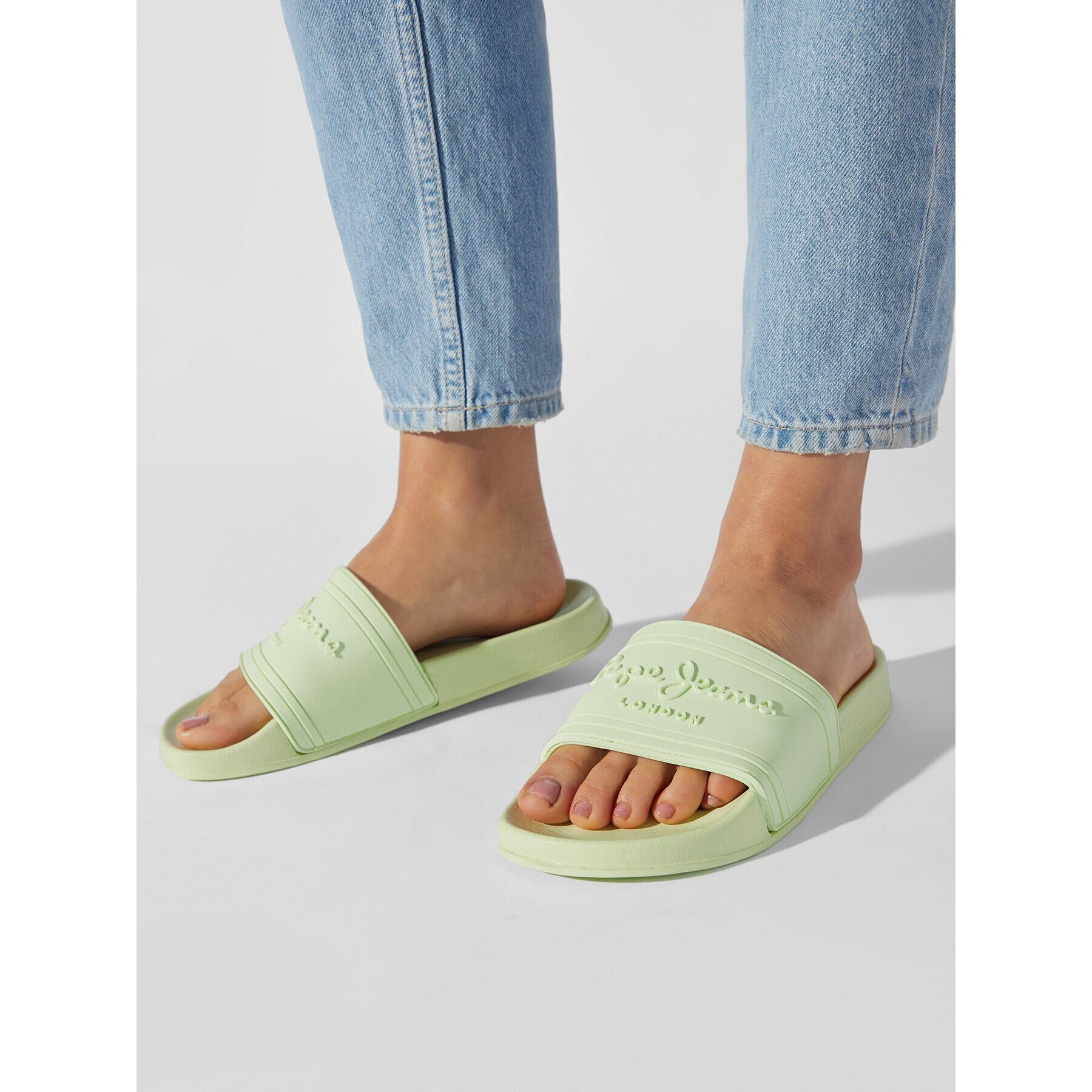 Pepe Jeans Чехли Slider Logo W PLS70125 Зелен - Pepit.bg