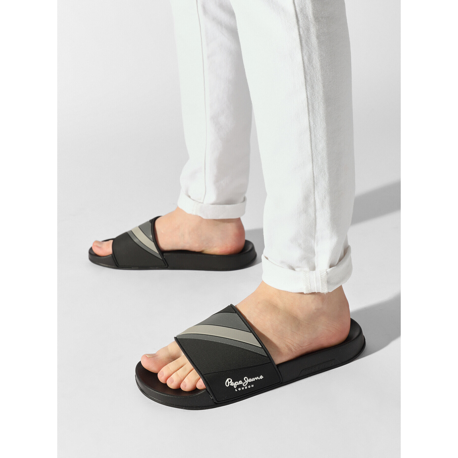 Pepe Jeans Чехли Slider Texture PMS70125 Черен - Pepit.bg