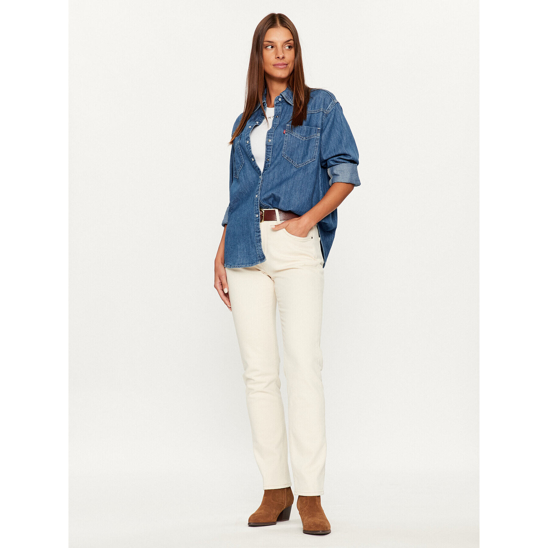 Pepe Jeans Дънки Mary PL204164 Екрю Straight Fit - Pepit.bg