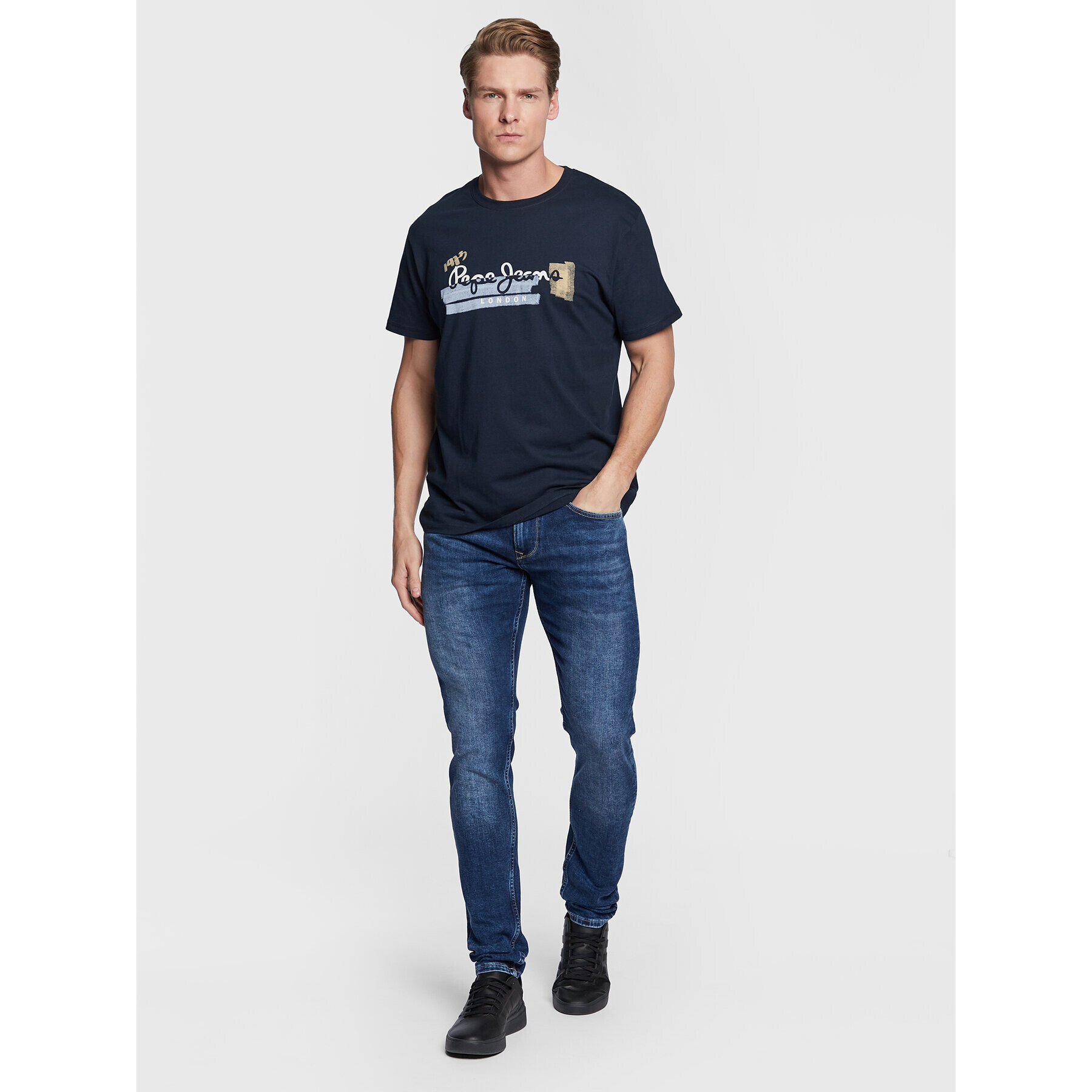 Pepe Jeans Дънки Stanley PM206326 Тъмносин Tapered Fit - Pepit.bg