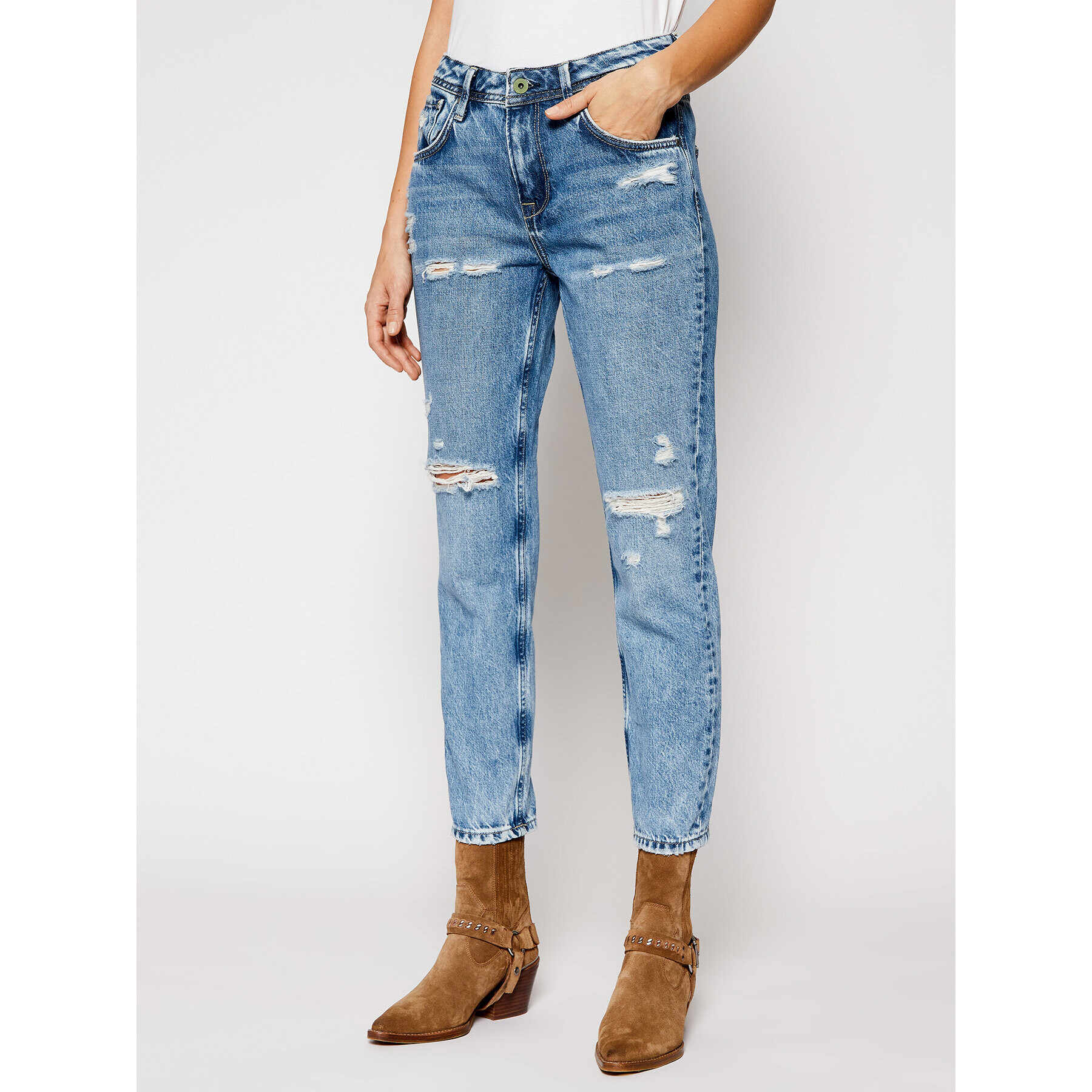 Pepe Jeans Дънки тип Mom Fit Violet PL201742W Син Mom Fit - Pepit.bg