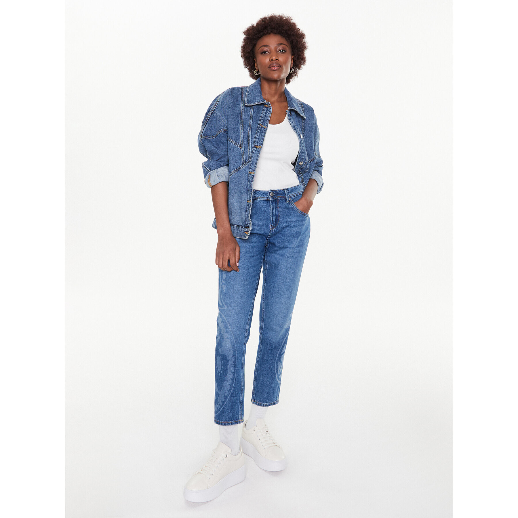 Pepe Jeans Дънки Violet Bandani PL204403R Син Mom Fit - Pepit.bg