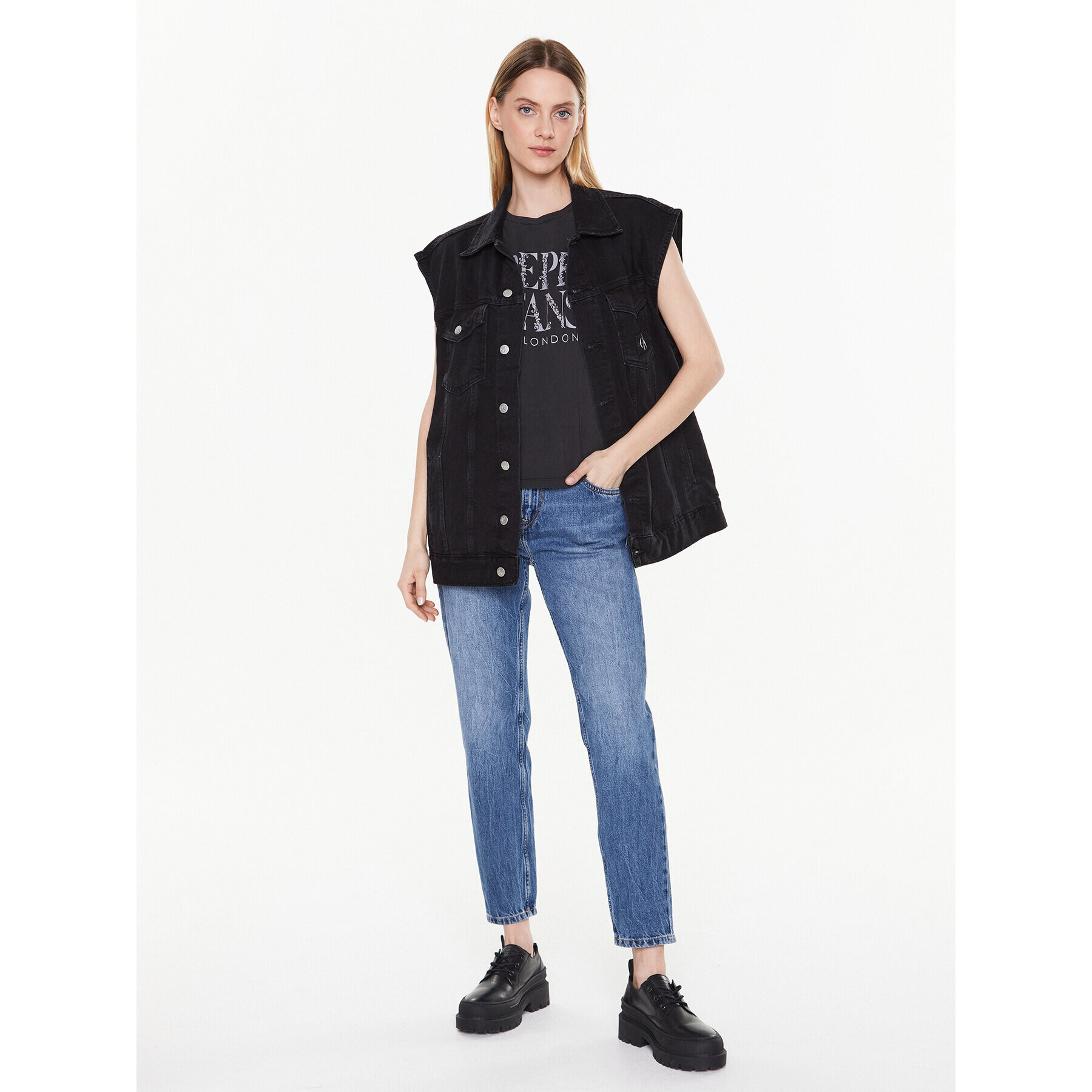 Pepe Jeans Дънки Violet PL204176 Син Mom Fit - Pepit.bg