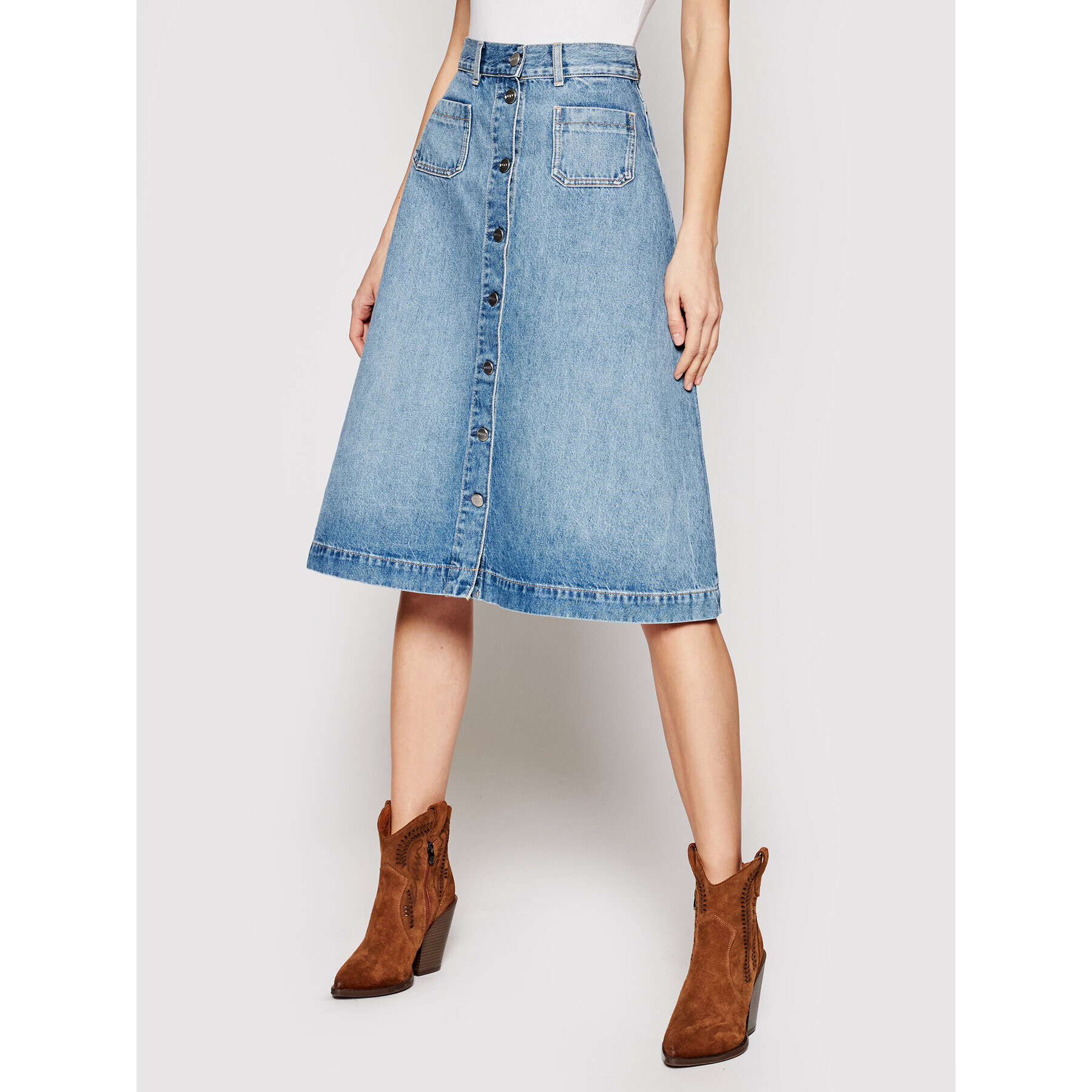 Pepe Jeans Дънкова пола Annabelle 70'S PL900912 Син Regular Fit - Pepit.bg