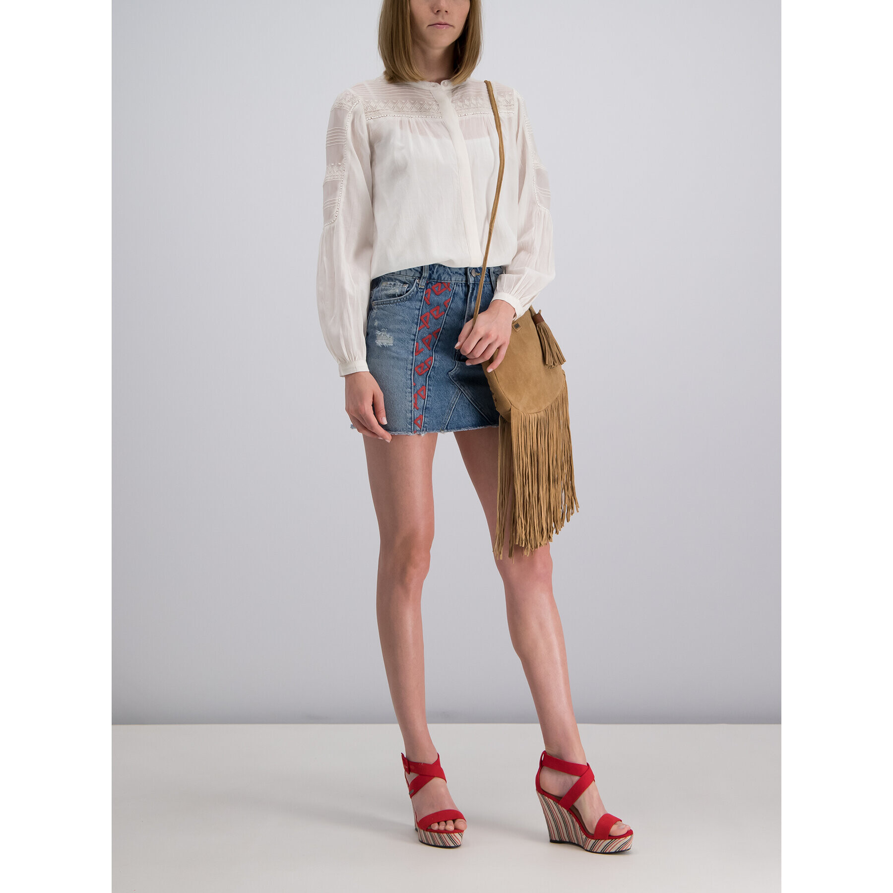 Pepe Jeans Дънкова пола PL900819 Тъмносин Regular Fit - Pepit.bg