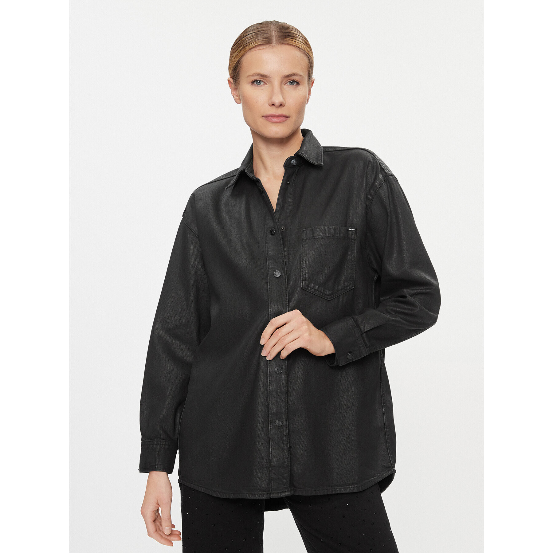 Pepe Jeans дънкова риза Alix PL304729 Черен Oversize - Pepit.bg