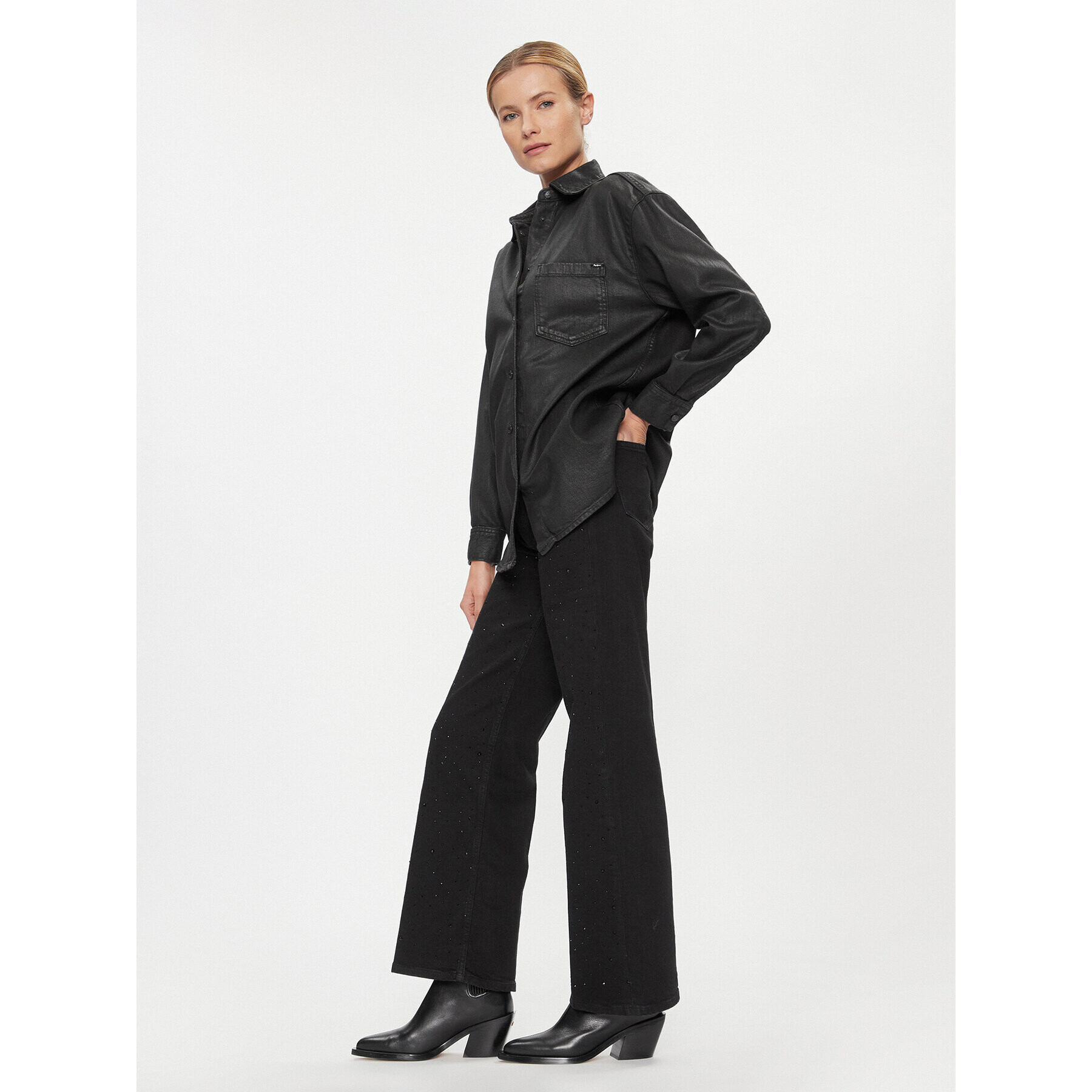 Pepe Jeans дънкова риза Alix PL304729 Черен Oversize - Pepit.bg