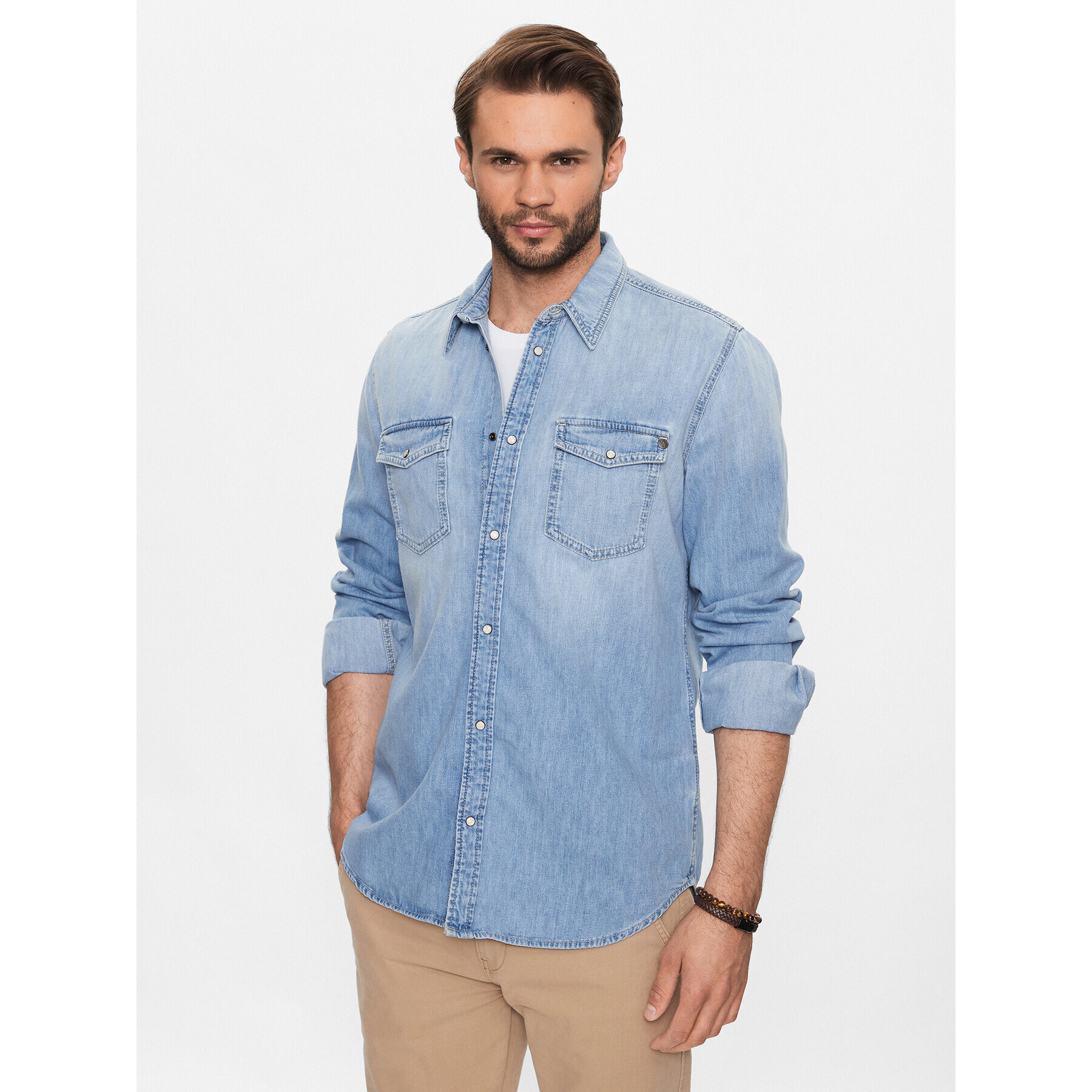 Pepe Jeans дънкова риза Hammond PM307509 Син Regular Fit - Pepit.bg