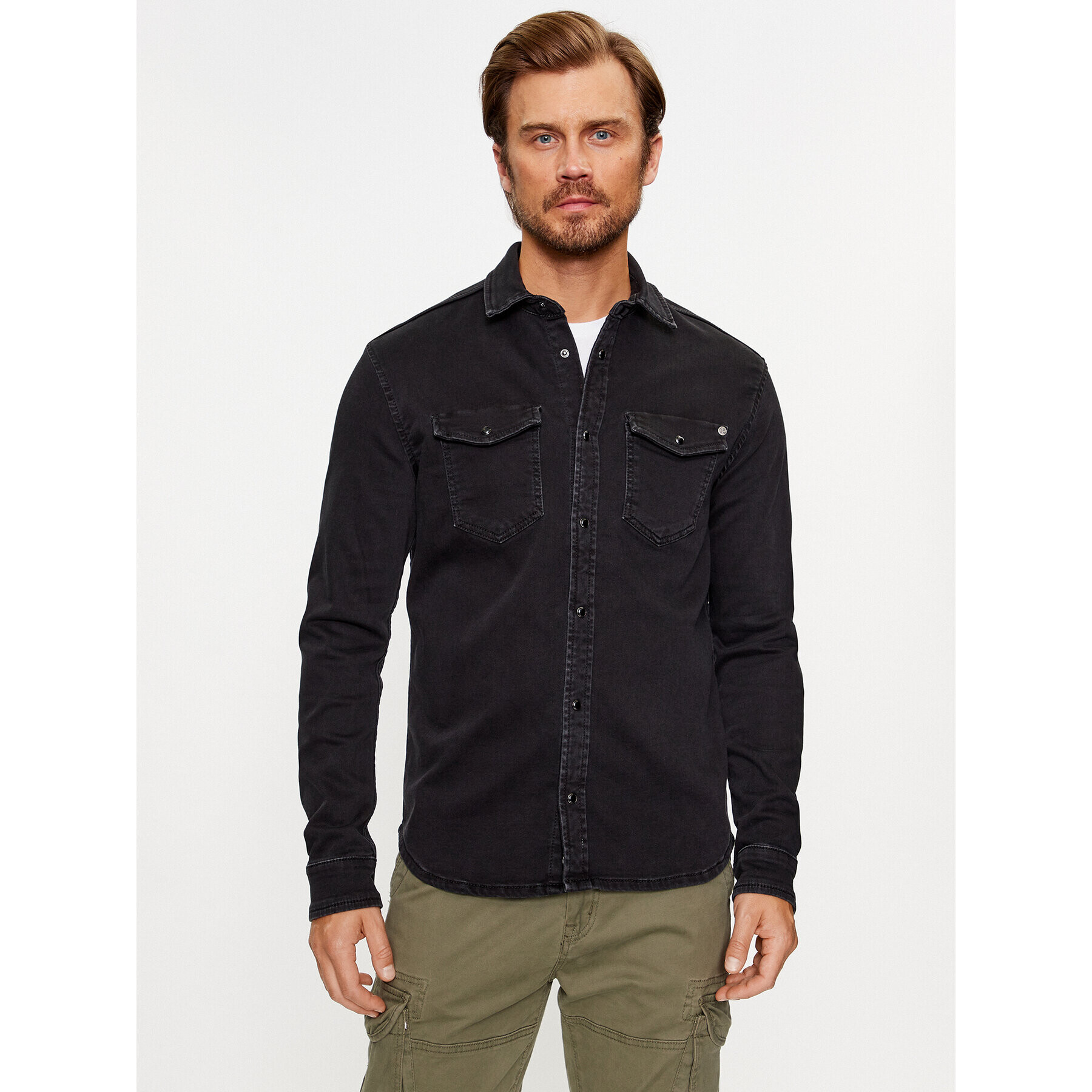 Pepe Jeans дънкова риза PM307490 Черен Slim Fit - Pepit.bg