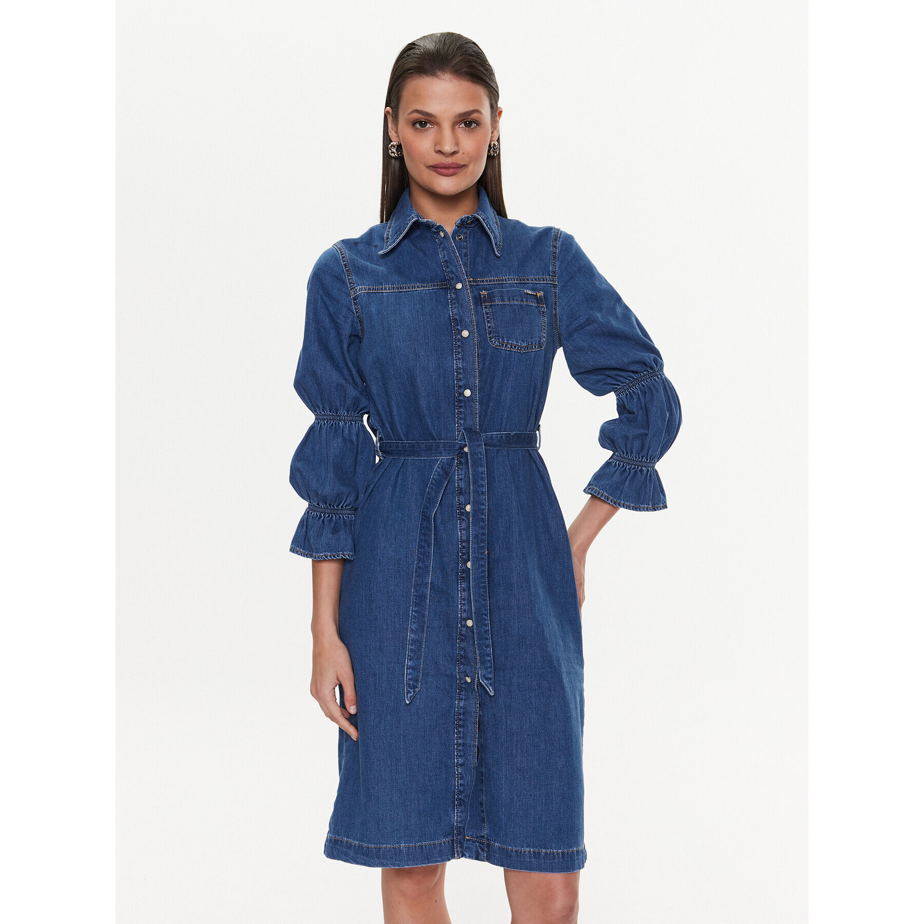 Pepe Jeans Дънкова рокля Elodie PL953196 Син Regular Fit - Pepit.bg