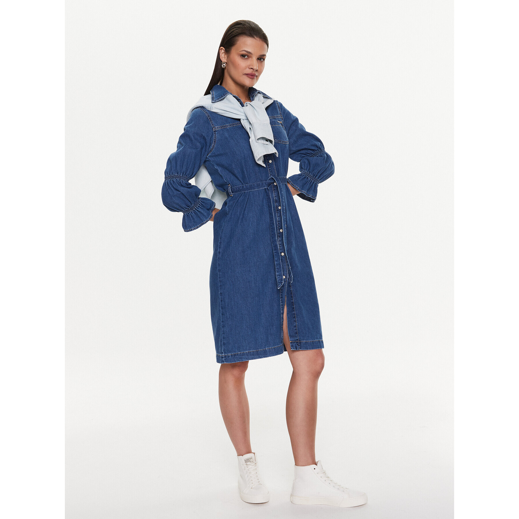 Pepe Jeans Дънкова рокля Elodie PL953196 Син Regular Fit - Pepit.bg