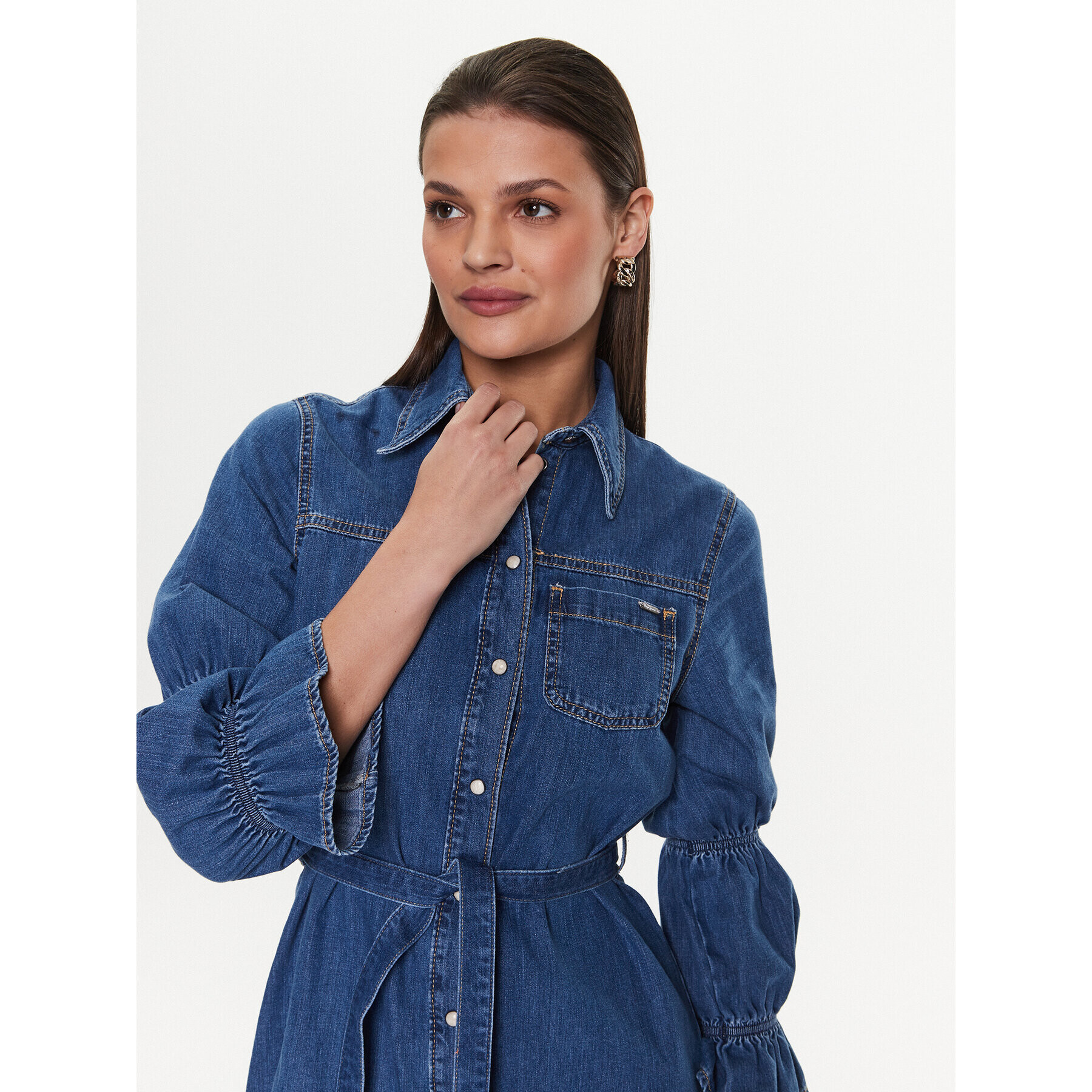 Pepe Jeans Дънкова рокля Elodie PL953196 Син Regular Fit - Pepit.bg