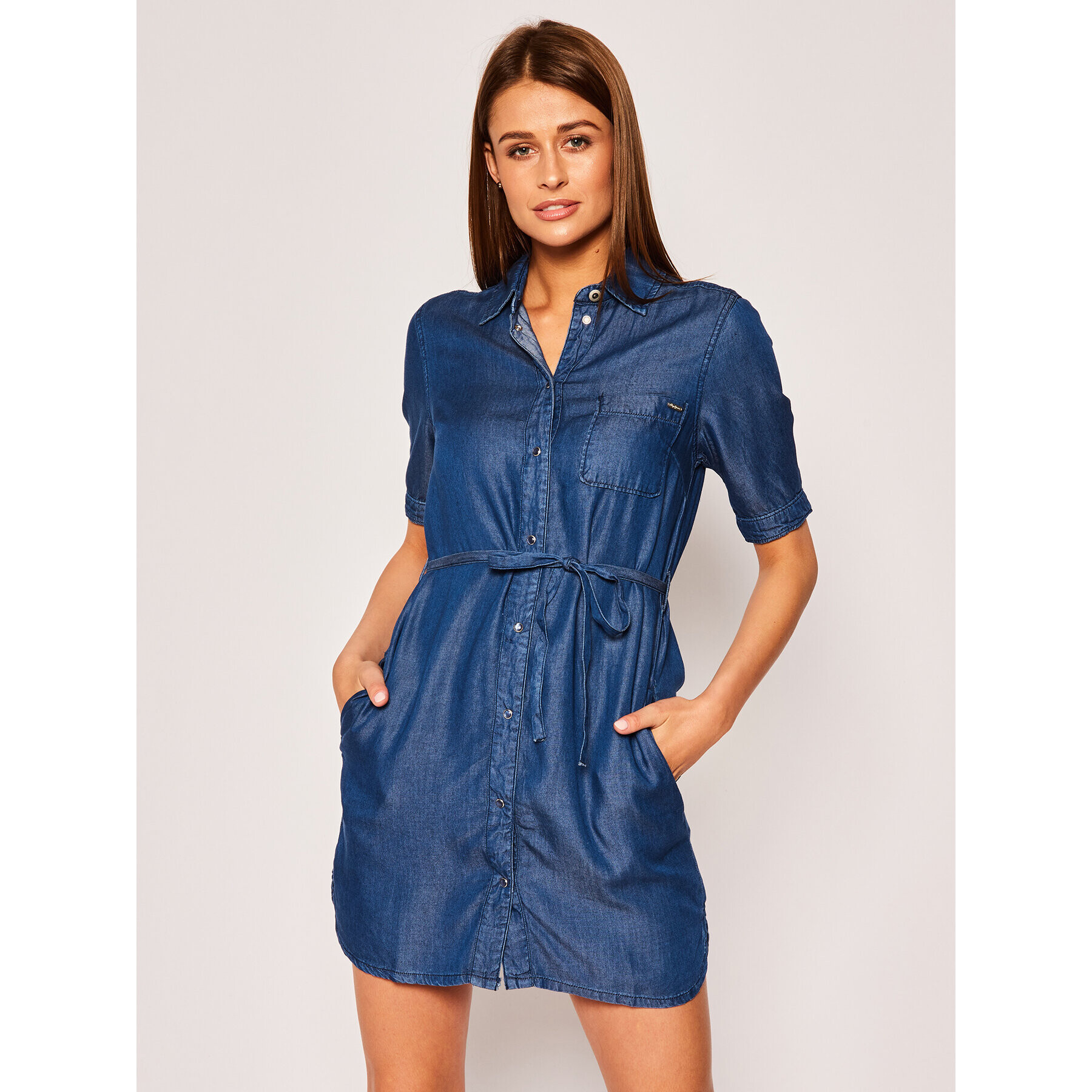 Pepe Jeans Дънкова рокля Gloss PL952694 Тъмносин Regular Fit - Pepit.bg