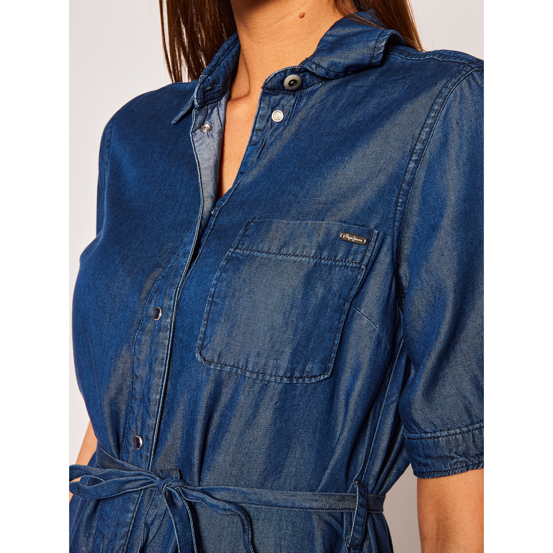 Pepe Jeans Дънкова рокля Gloss PL952694 Тъмносин Regular Fit - Pepit.bg