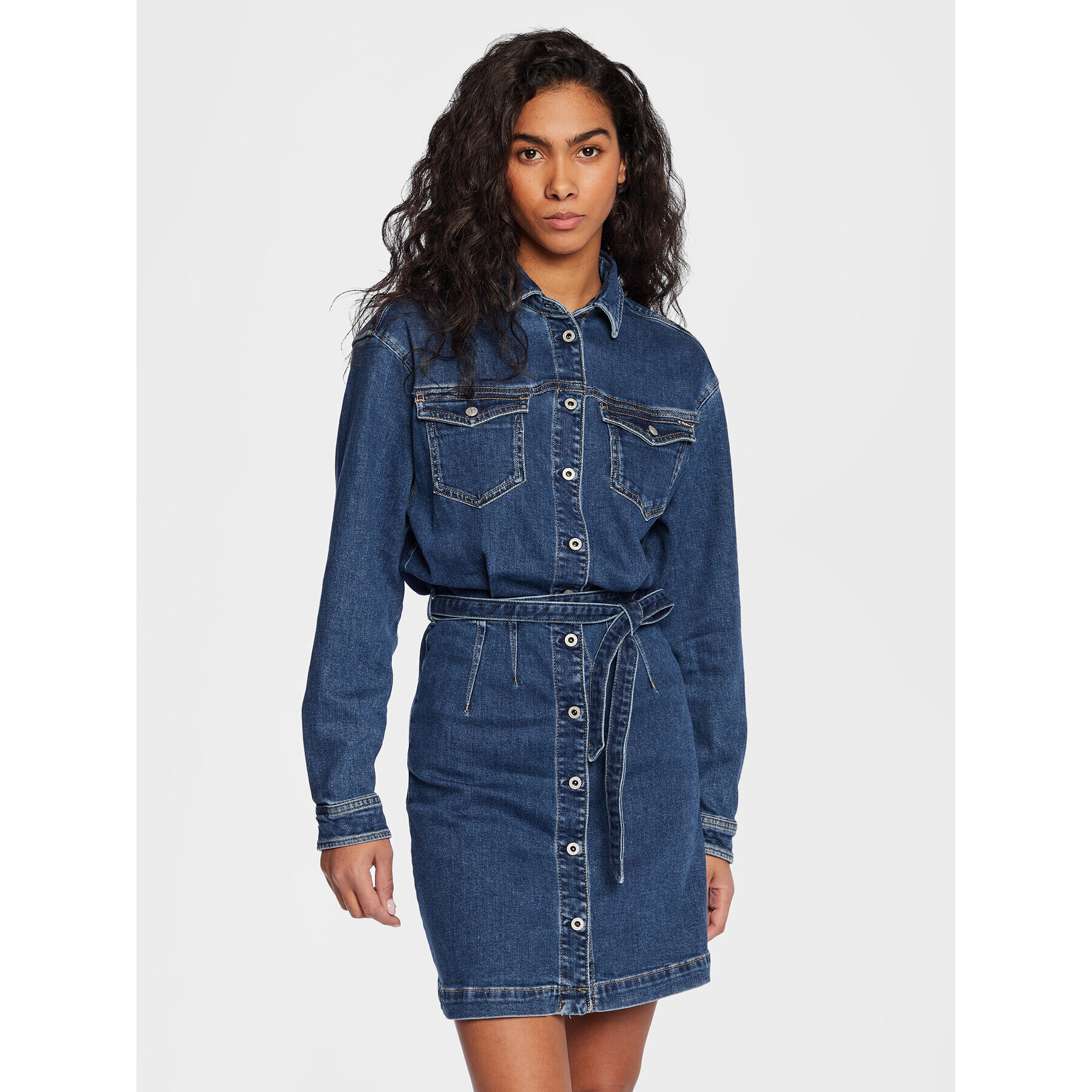 Pepe Jeans Дънкова рокля Selena PL953197 Син Regular Fit - Pepit.bg