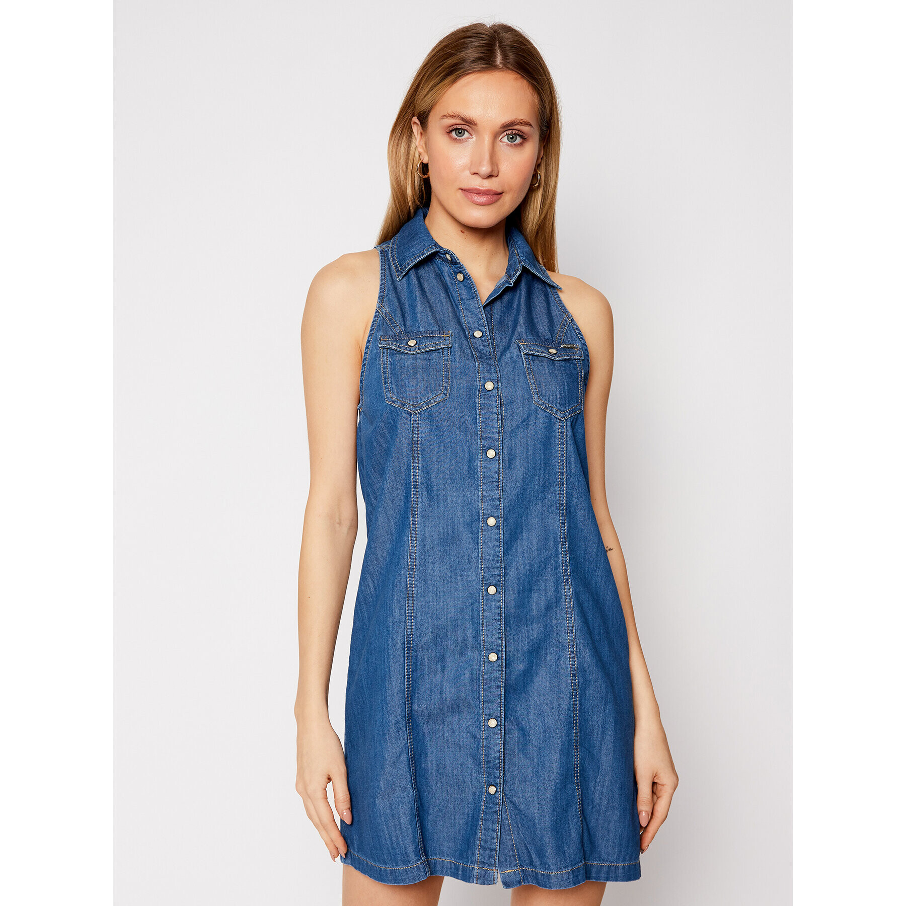 Pepe Jeans Дънкова рокля Jess PL952815 Тъмносин Regular Fit - Pepit.bg