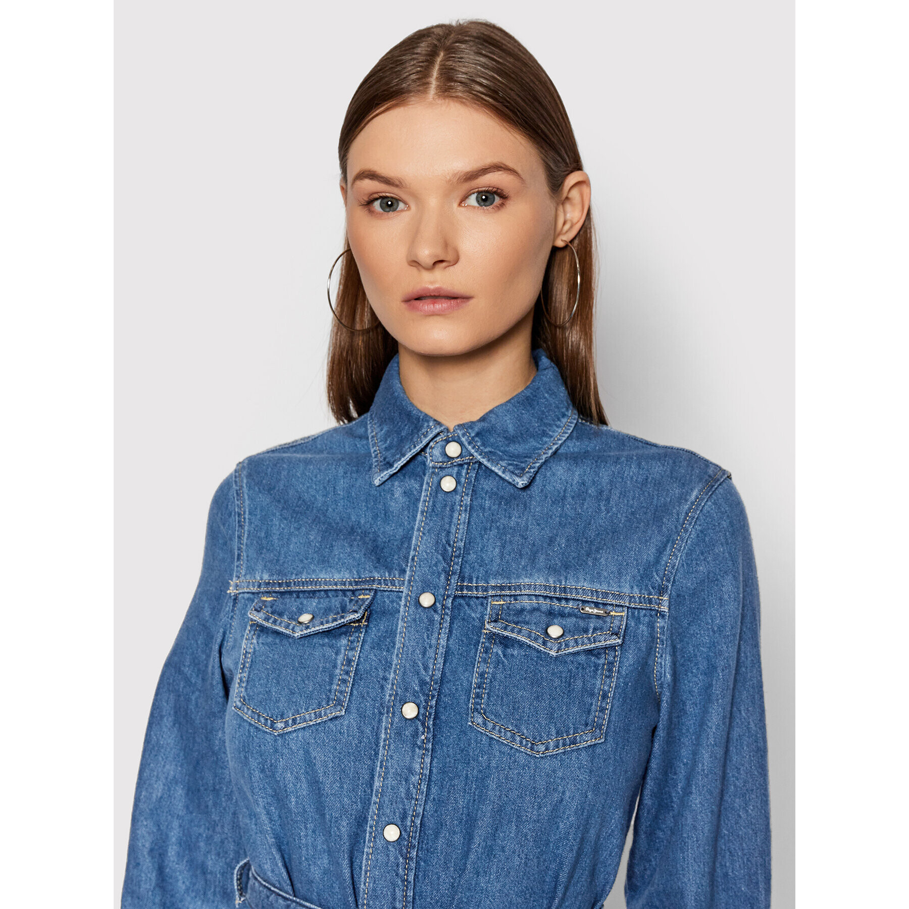 Pepe Jeans Дънкова рокля Scarlett PL952996 Син Regular Fit - Pepit.bg