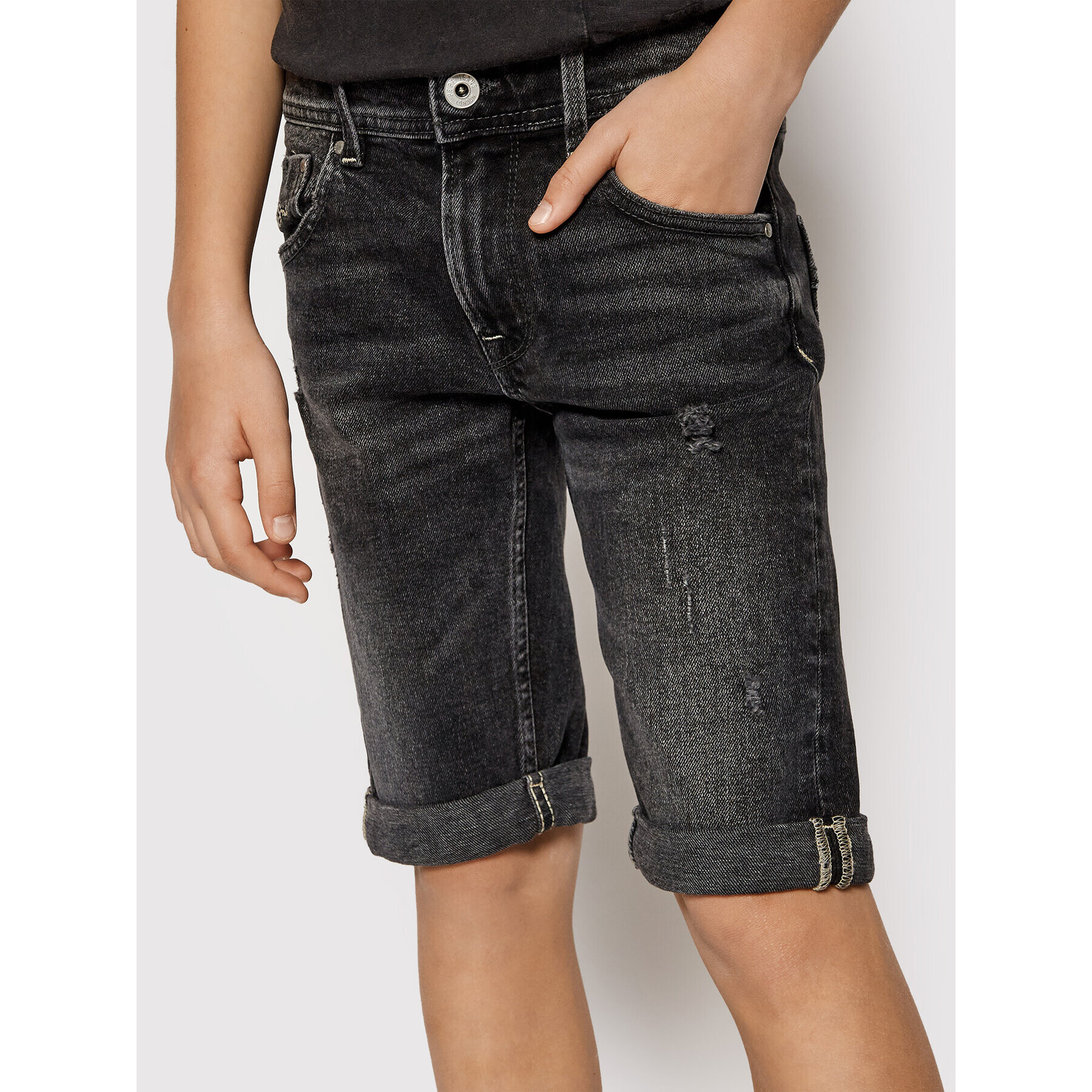 Pepe Jeans Дънкови шорти Becket PB800135 Черен Slim Fit - Pepit.bg