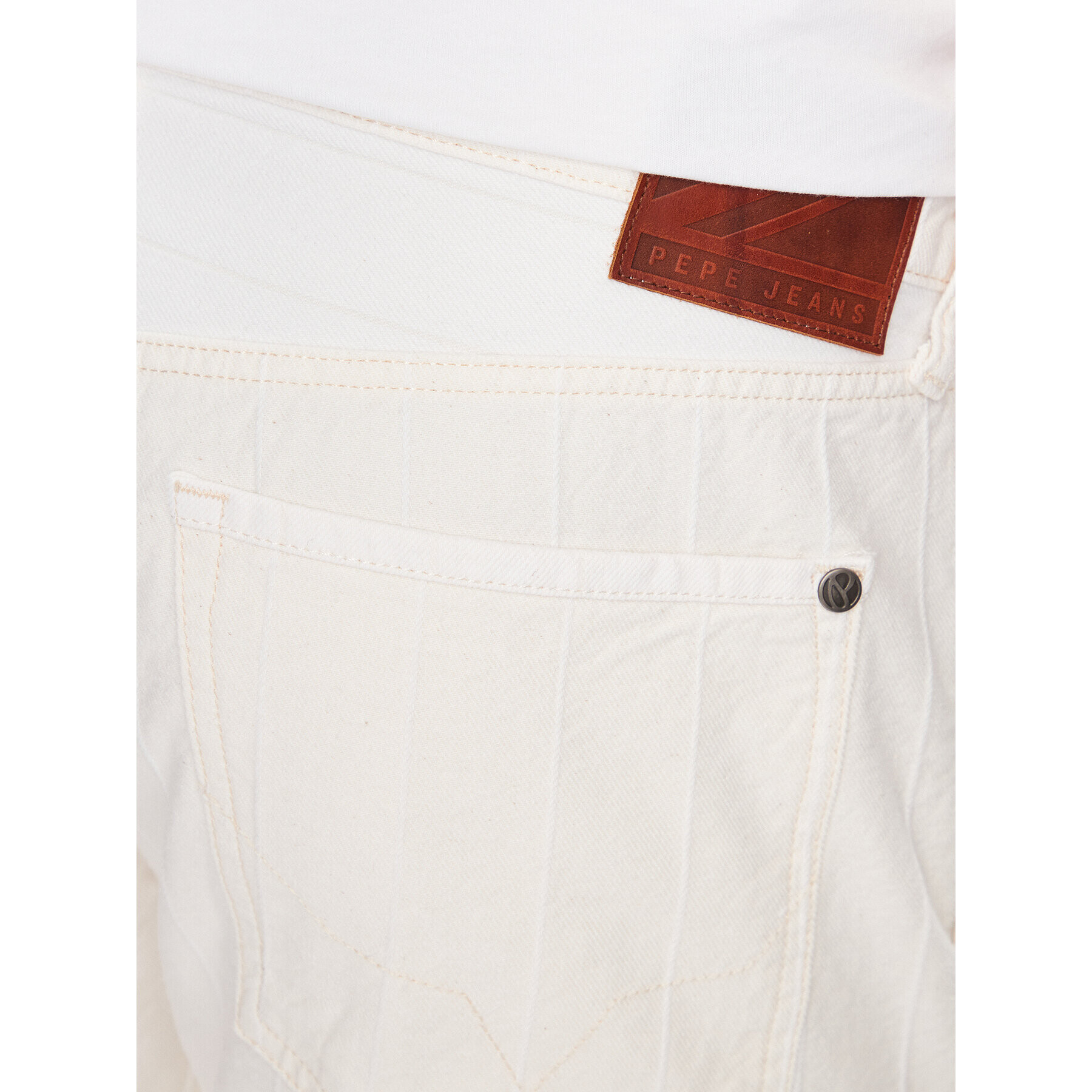 Pepe Jeans Дънкови шорти Callen Short Stripe PM801013 Бял Relaxed Fit - Pepit.bg