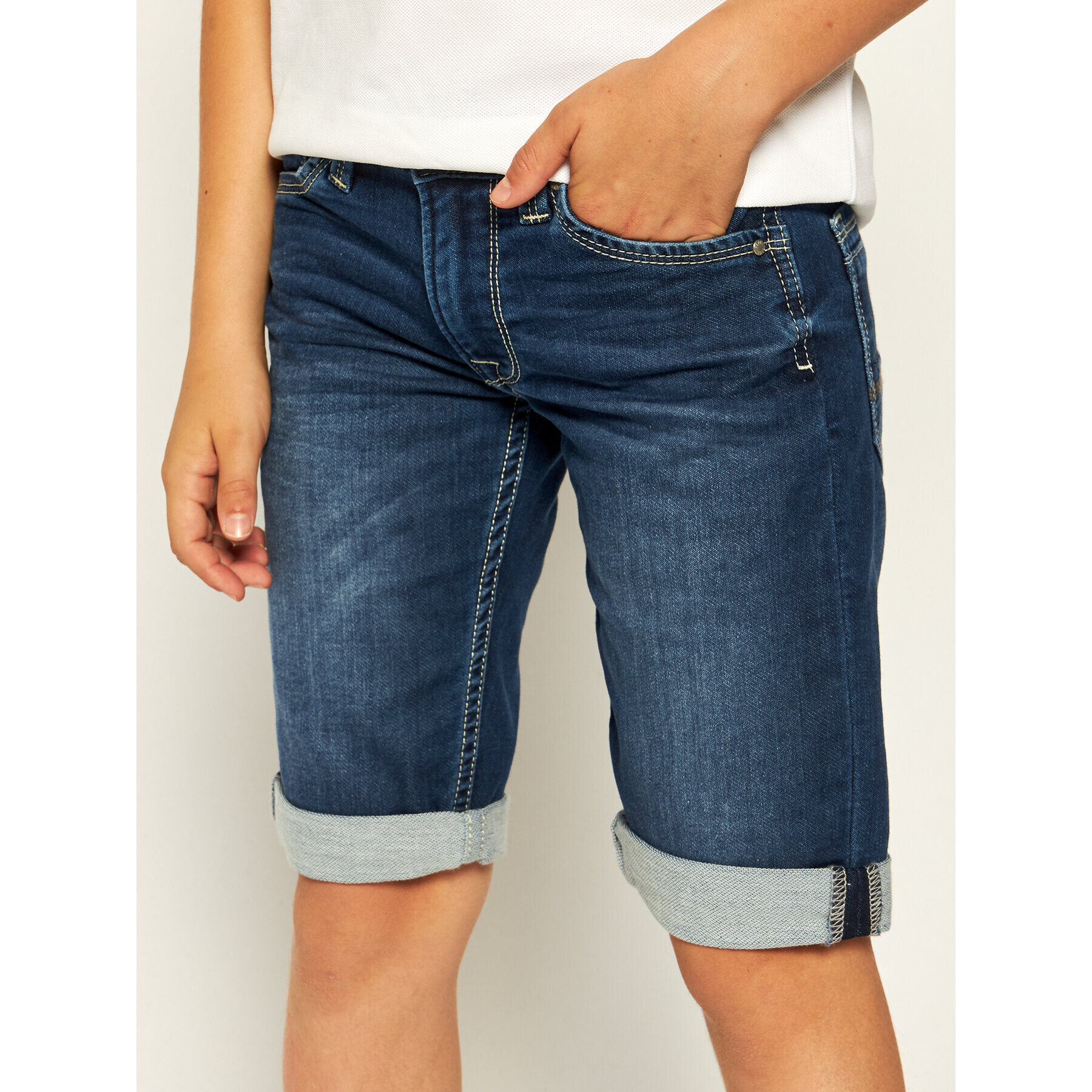 Pepe Jeans Дънкови шорти Cashed PB800333 Тъмносин Regular Fit - Pepit.bg