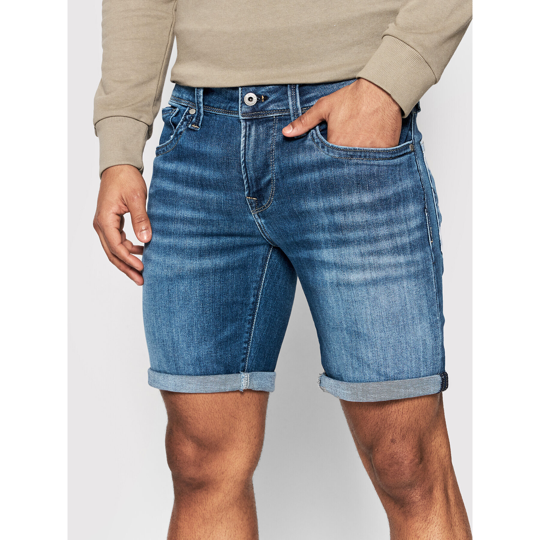 Pepe Jeans Дънкови шорти Hatch PM800937 Тъмносин Slim Fit - Pepit.bg