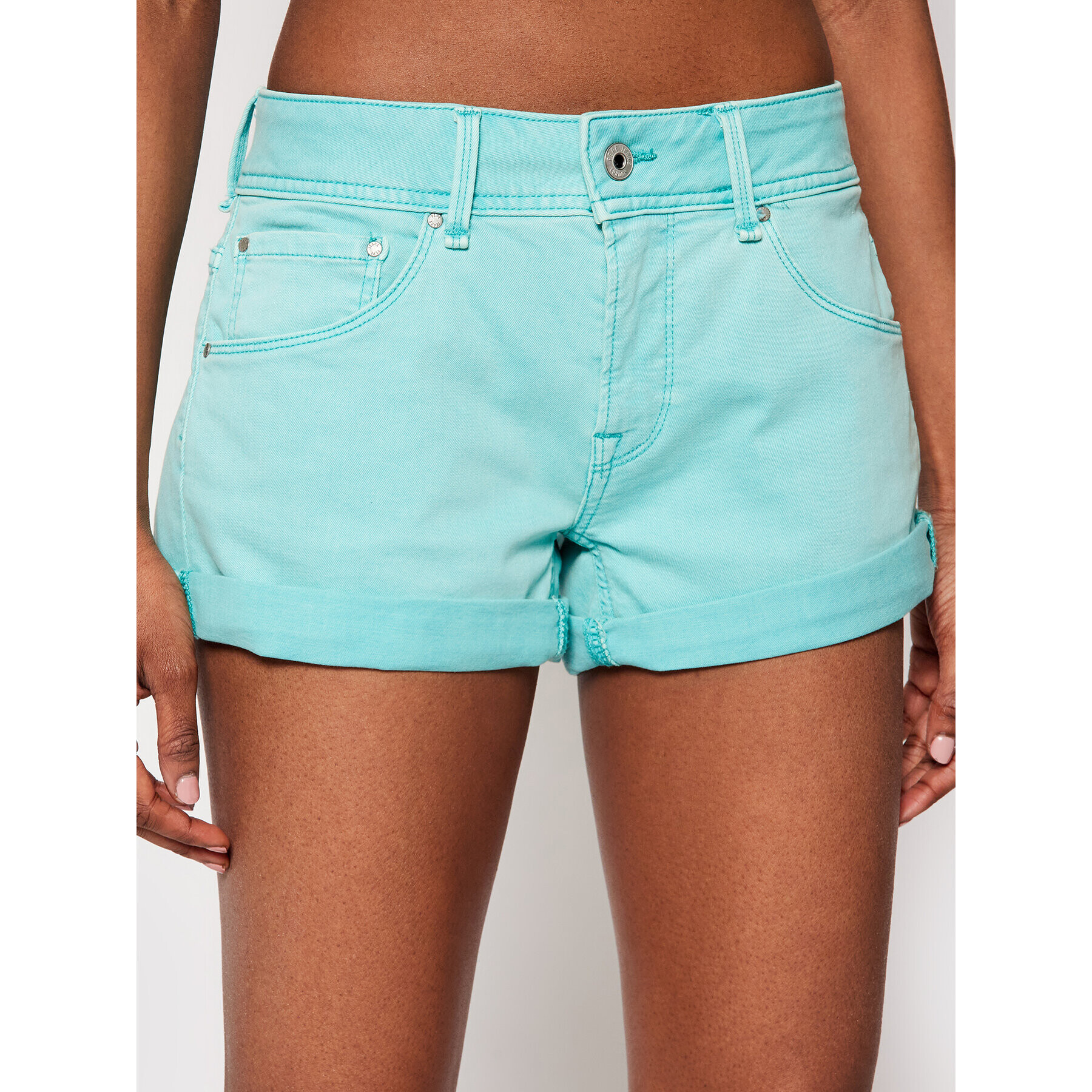 Pepe Jeans Дънкови шорти Siouxie PL800685 Зелен Regular Fit - Pepit.bg