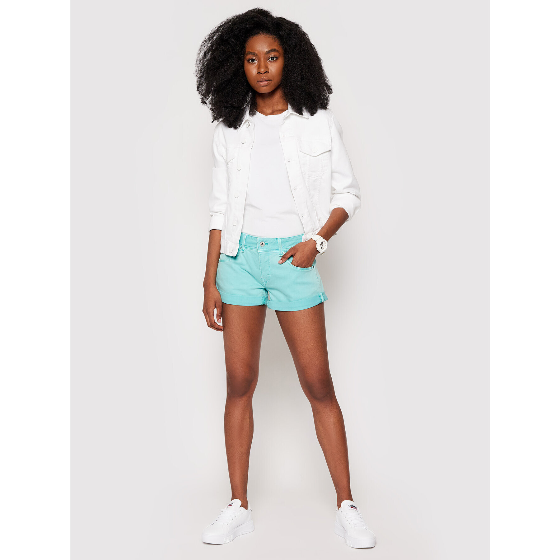 Pepe Jeans Дънкови шорти Siouxie PL800685 Зелен Regular Fit - Pepit.bg