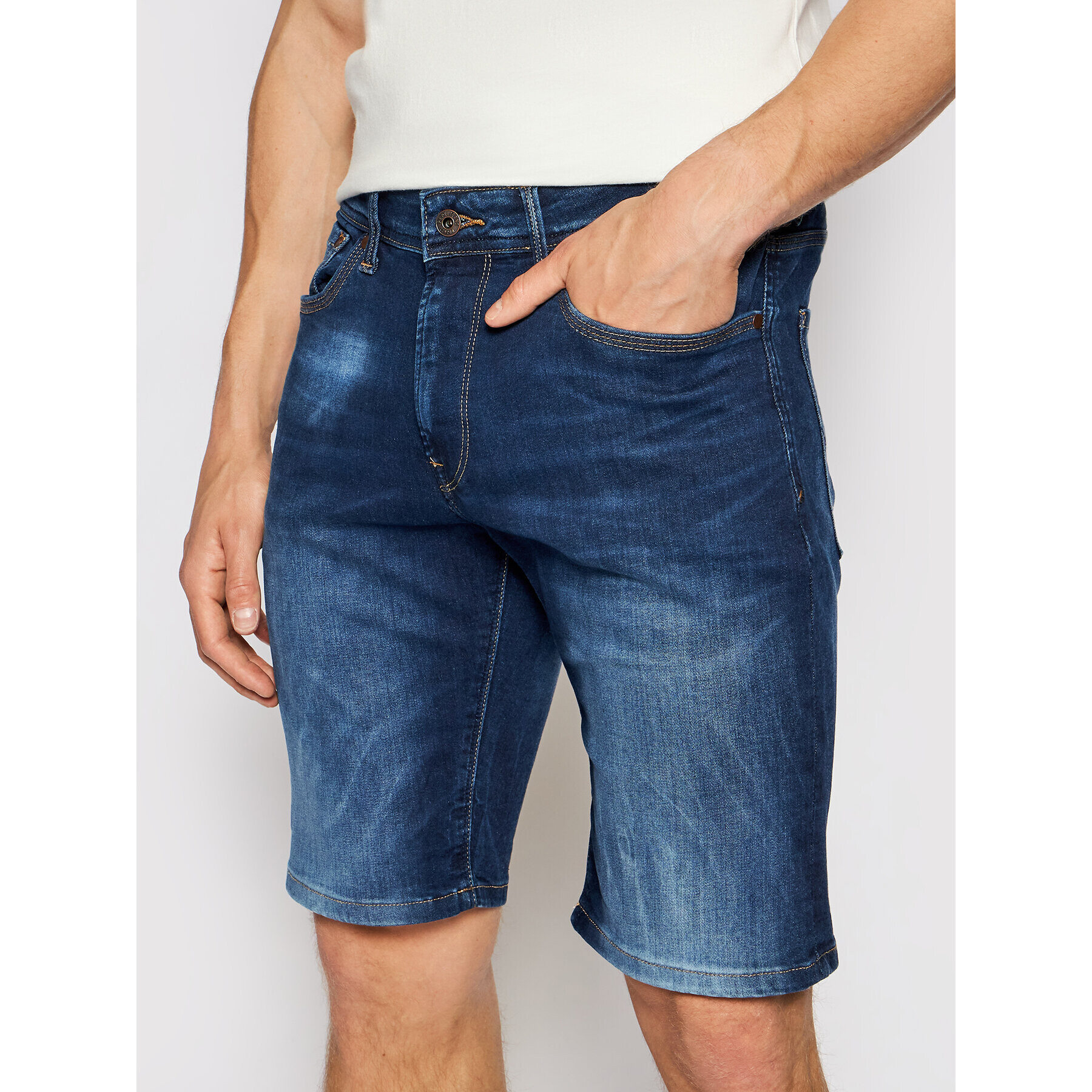 Pepe Jeans Дънкови шорти Stanley PM800854 Тъмносин Taper Fit - Pepit.bg