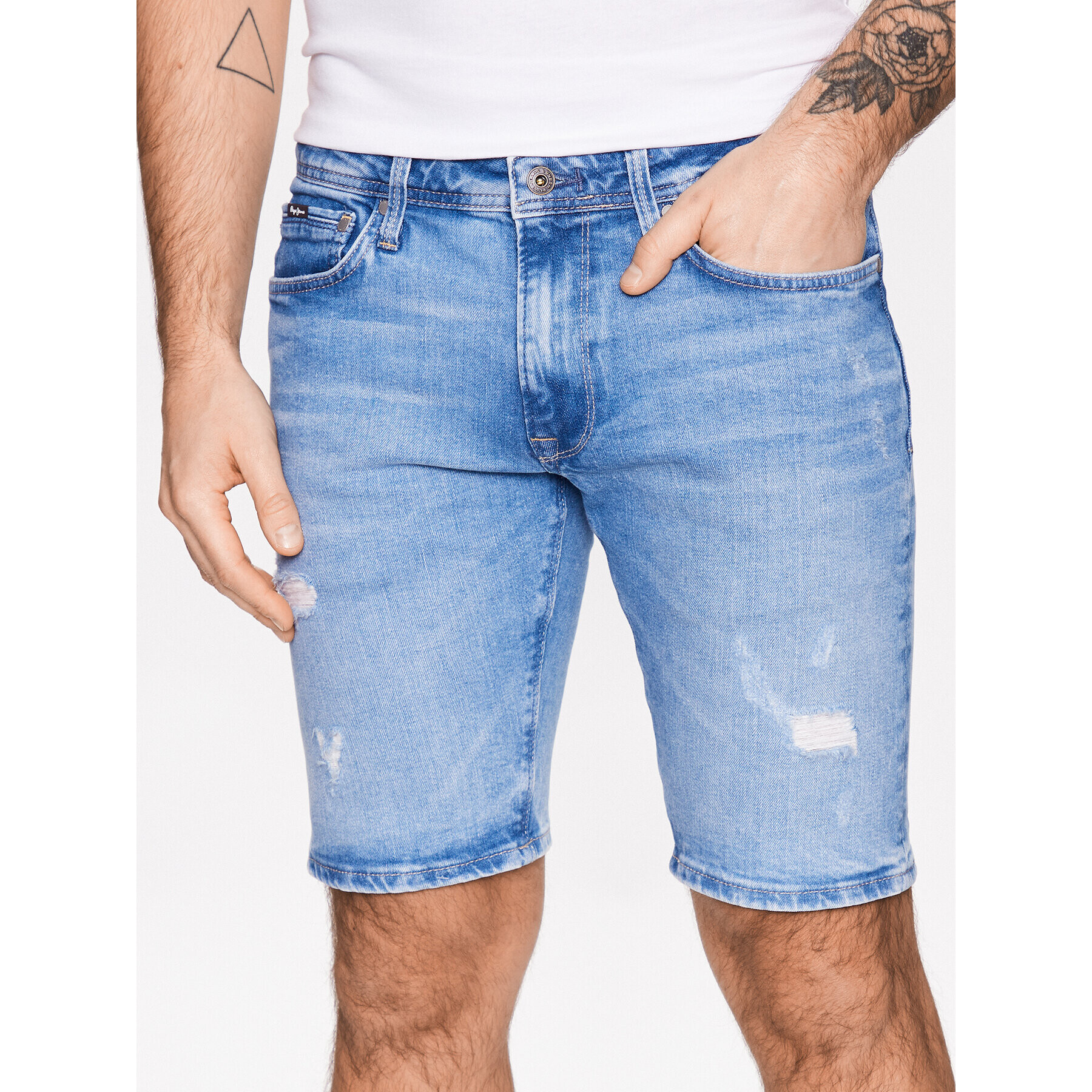 Pepe Jeans Дънкови шорти Stanley Short PM800940VT5 Син Tapered Fit - Pepit.bg