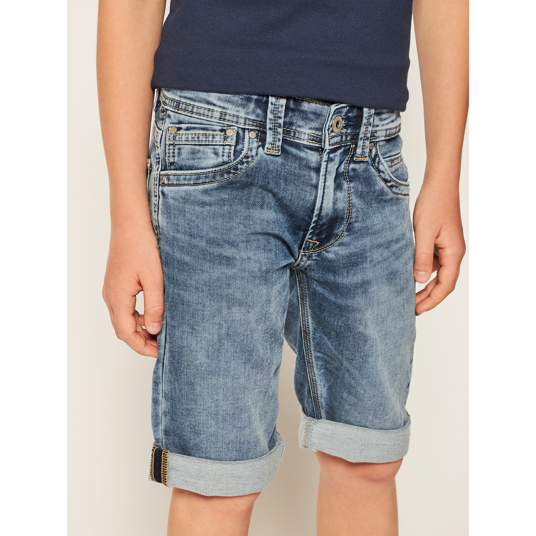 Pepe Jeans Дънкови шорти Tracker PB800337 Тъмносин Slim Fit - Pepit.bg